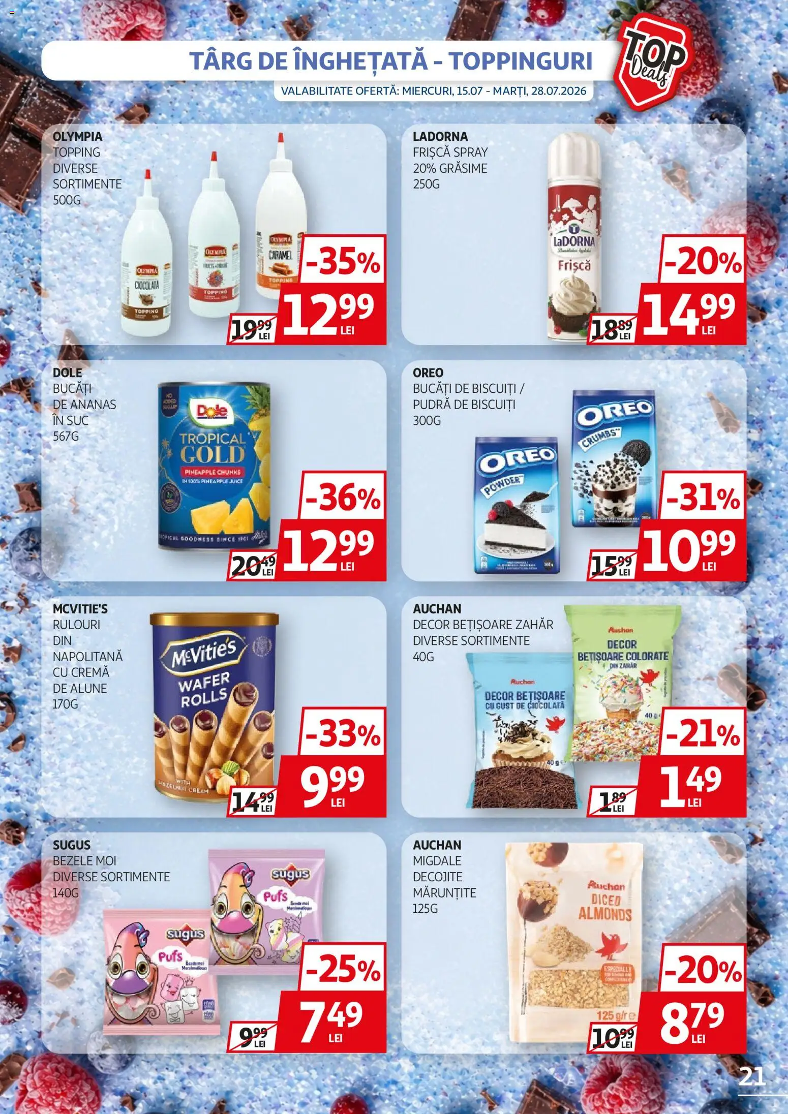 Catalog Auchan 15 - 27 Iulie 2026 | Pagina 21 | Produse: Pudră, Alune, Frișcă, Biscuiți