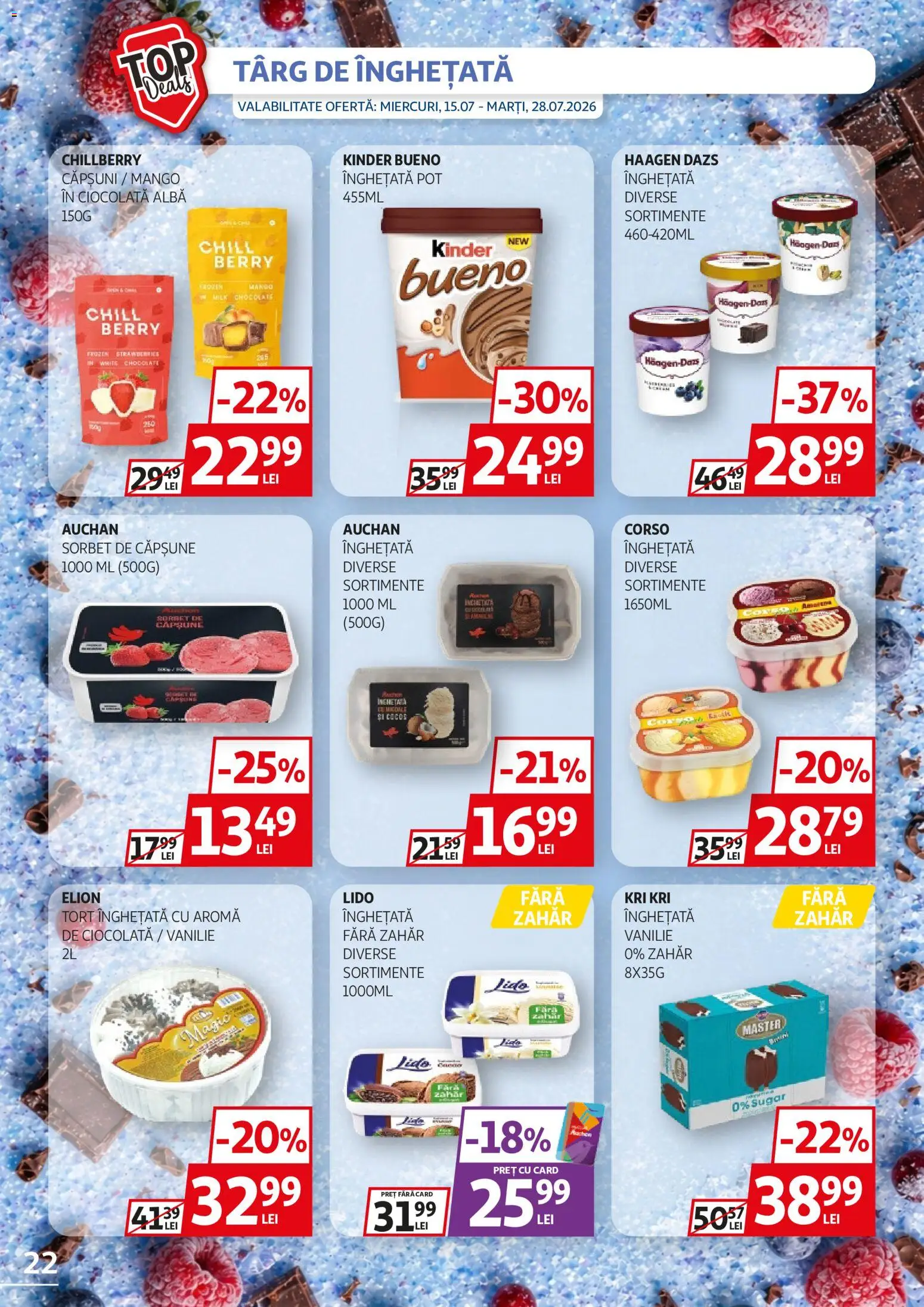 Catalog Auchan 15 - 27 Iulie 2026 | Pagina 22 | Produse: Ciocolată, Înghețată, Zahăr, Mango