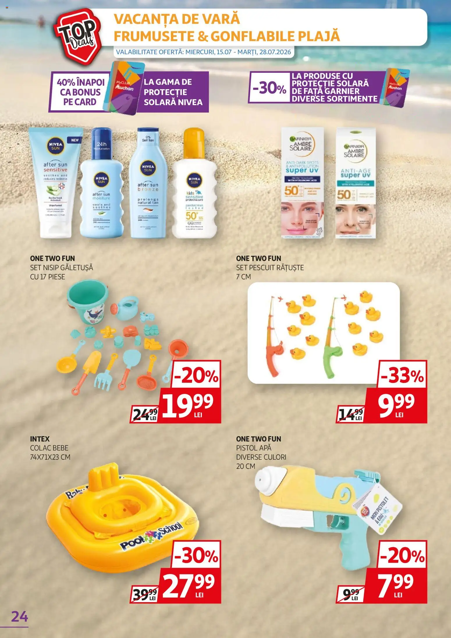 Catalog Auchan 15 - 27 Iulie 2026 | Pagina 24 | Produse: Protecție solară, Apă