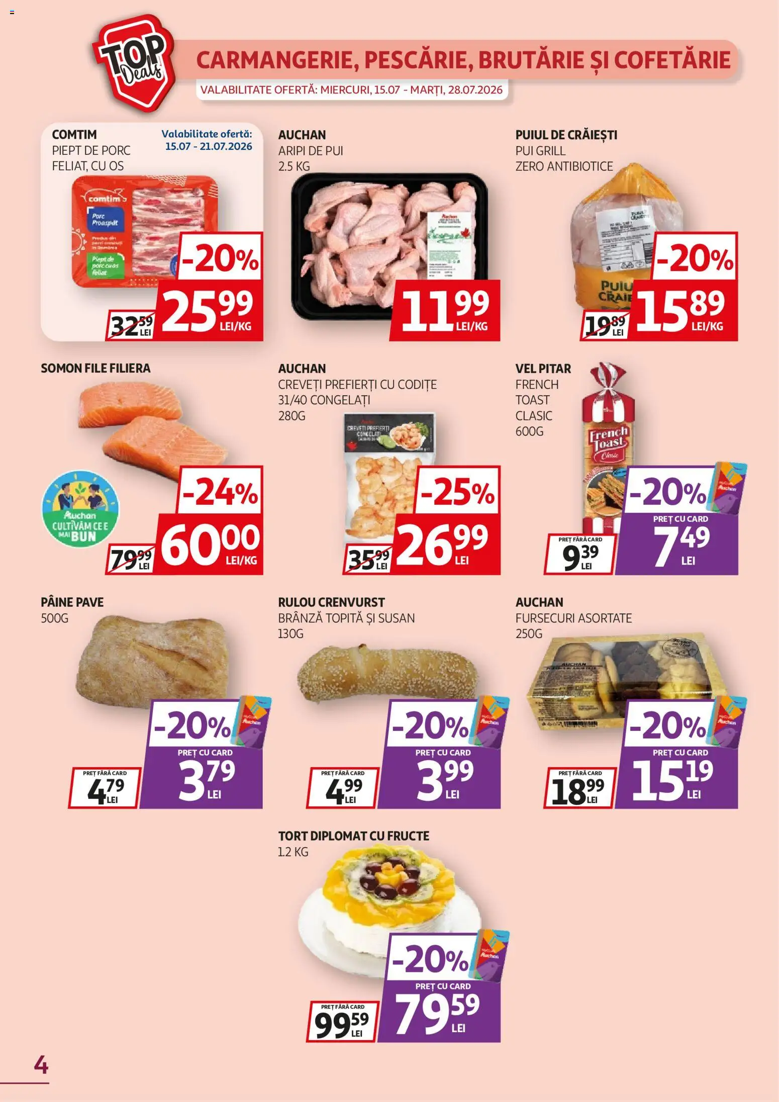 Catalog Auchan 15 - 27 Iulie 2026 | Pagina 4 | Produse: Grill, Hacıyatmaz Kedi Oyuncağı, Tort, Brânză