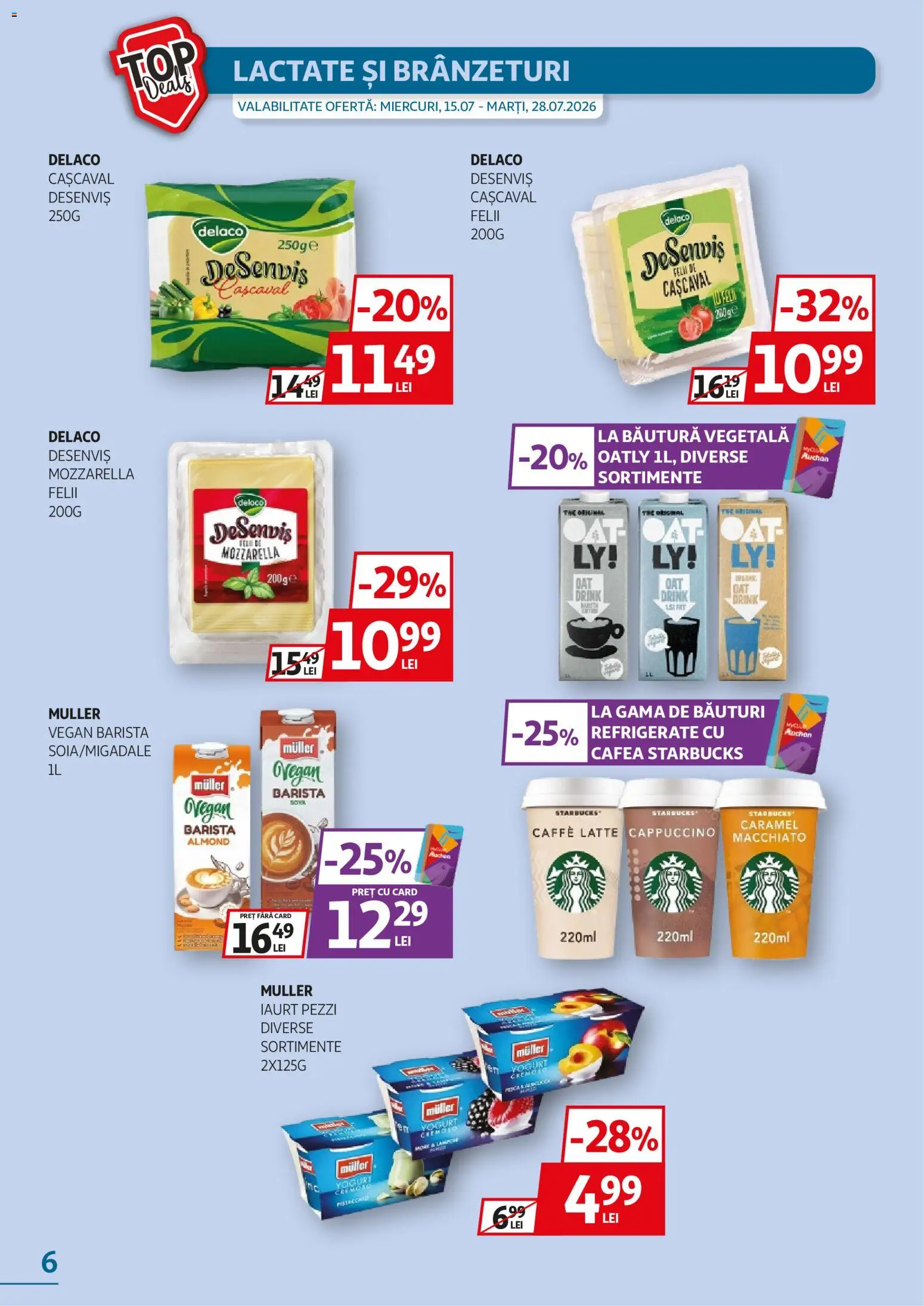 Catalog Auchan 15 - 27 Iulie 2026 | Pagina 6 | Produse: Cașcaval, Mozzarella, Iaurt, Cafea
