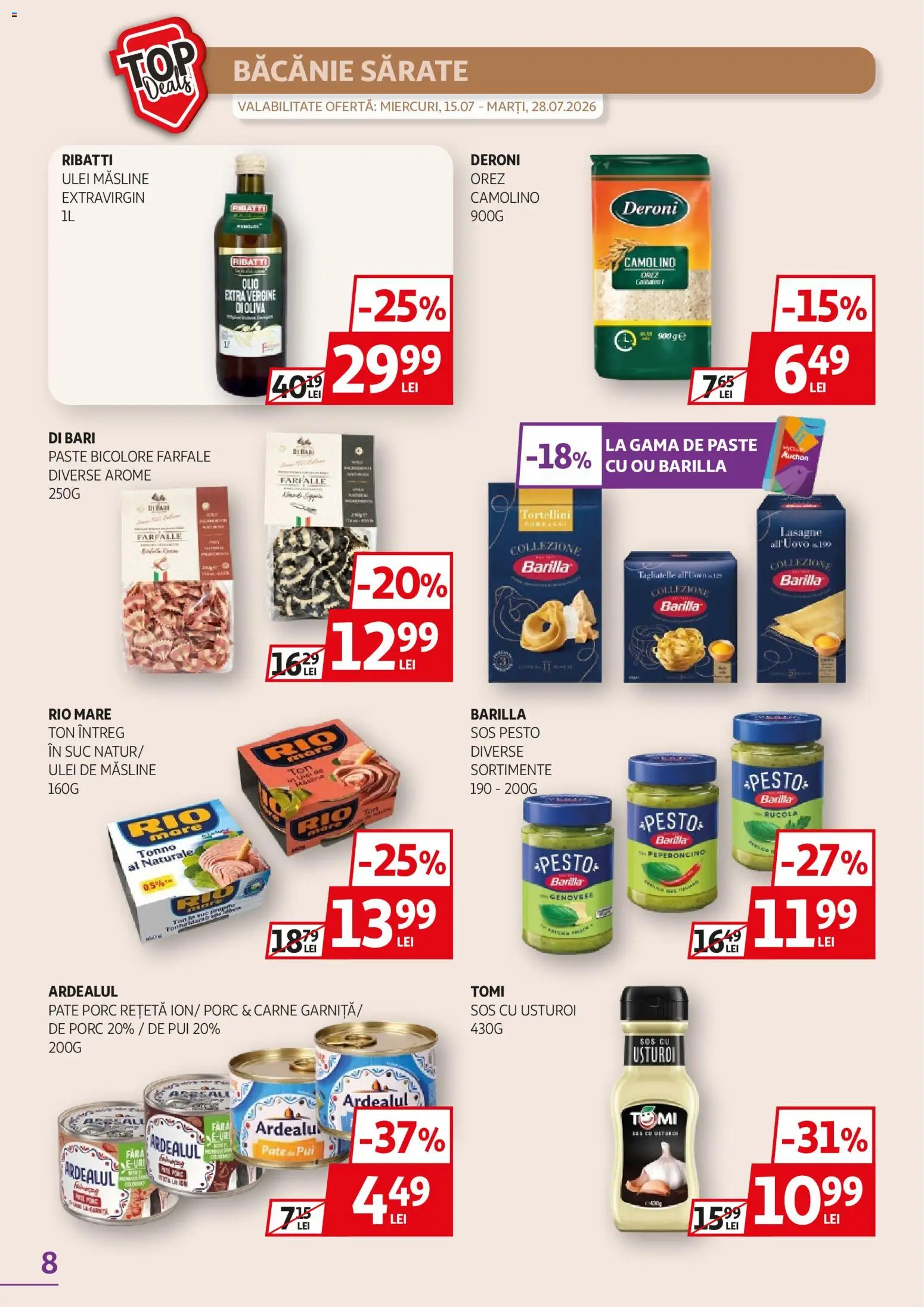 Catalog Auchan 15 - 27 Iulie 2026 | Pagina 8 | Produse: Pate, Suc, Orez, Usturoi