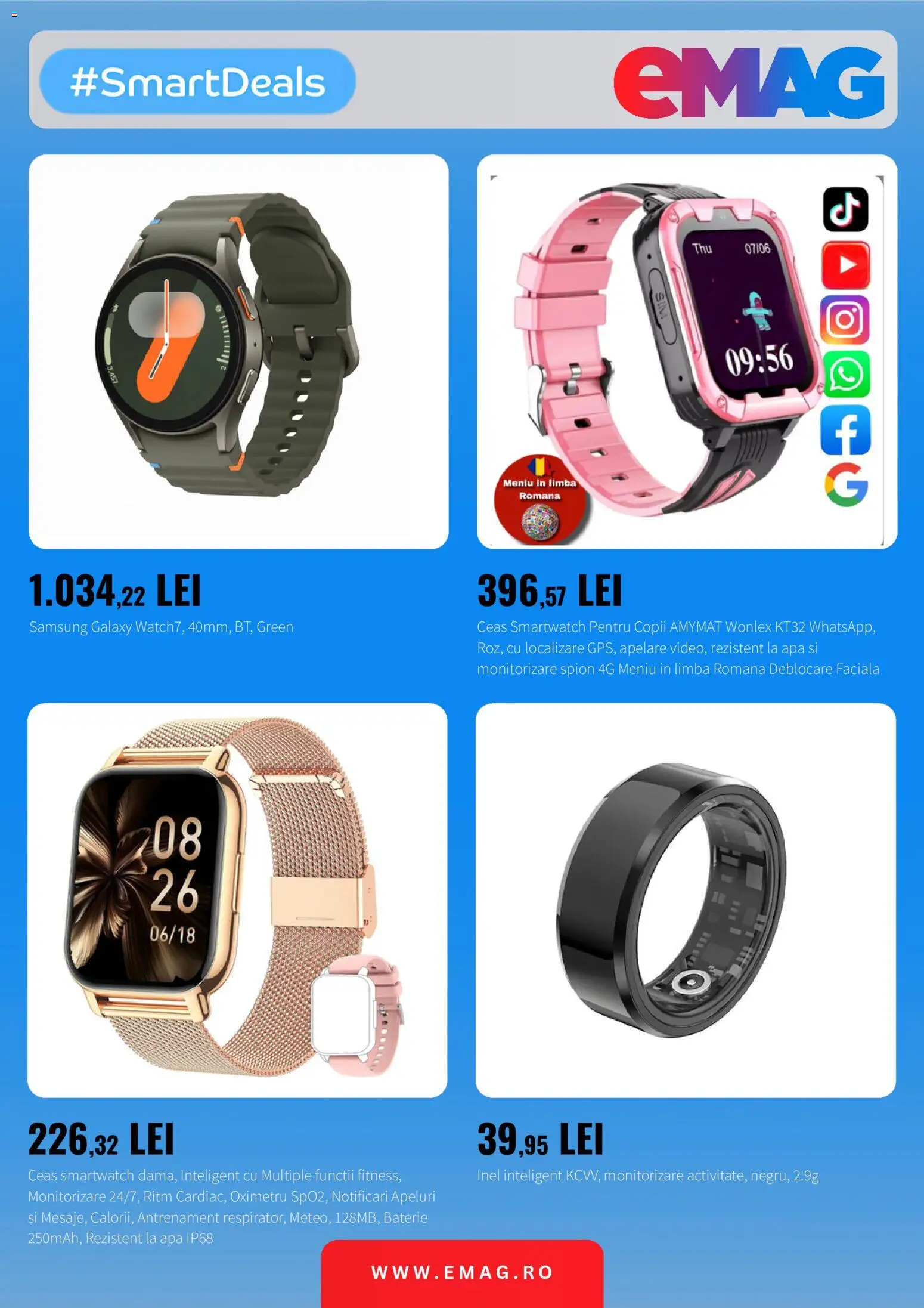 Catalog eMag 14 - 19 Iulie 2026 | Pagina 3 | Produse: Inel, Smartwatch, Baterie, Apă