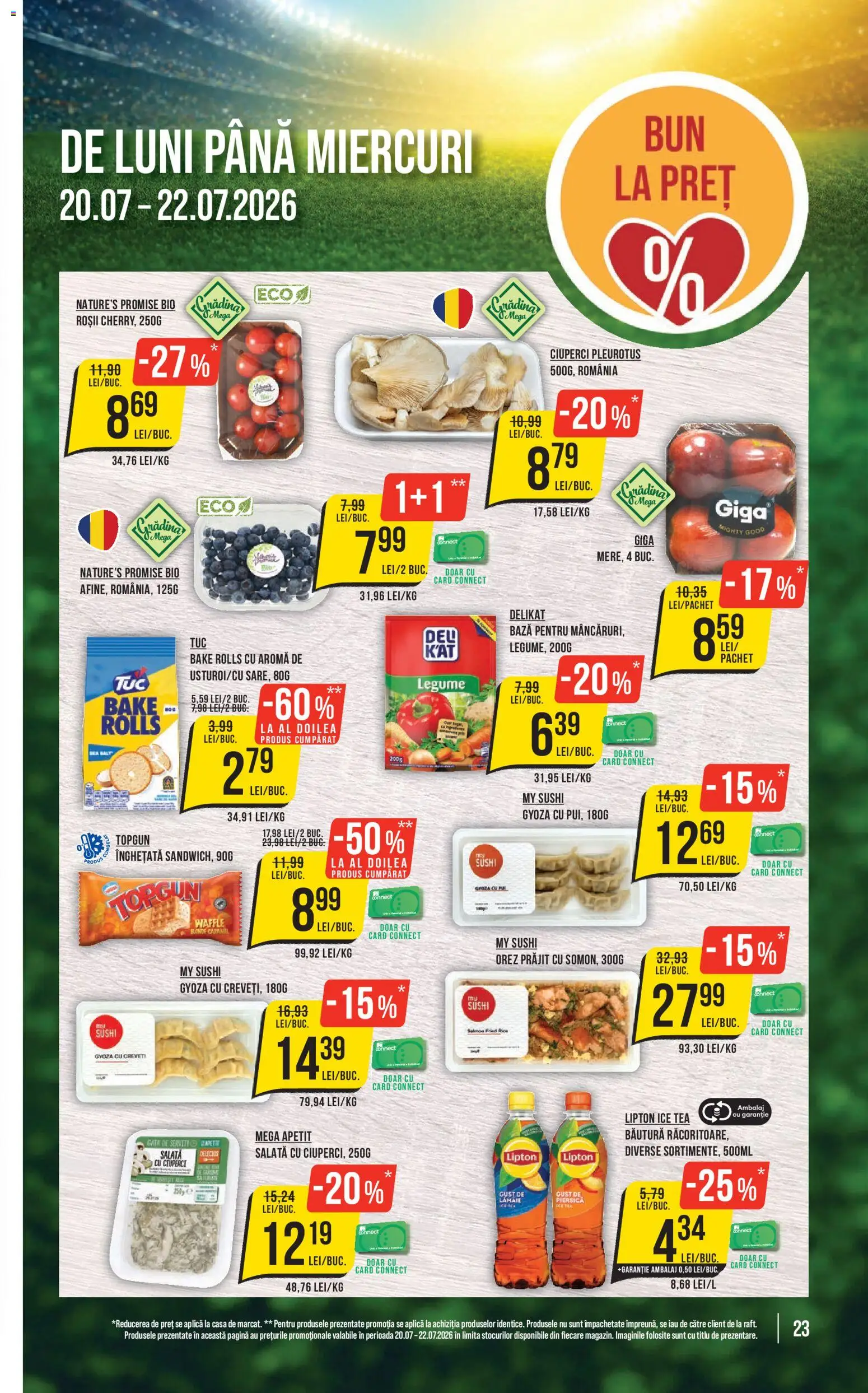 Catalog Mega Image 16 - 21 Iulie 2026 | Pagina 23 | Produse: Piersică, Ciuperci, Ice tea, Înghețată
