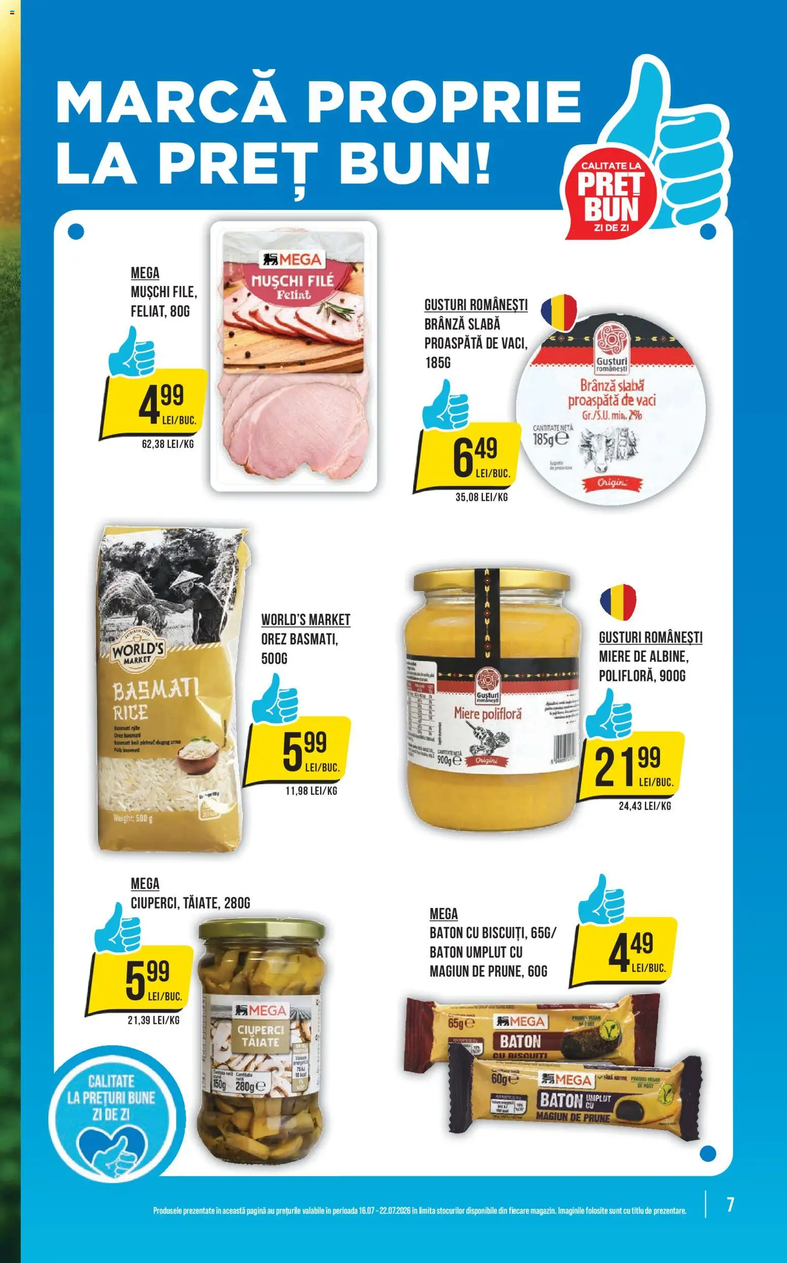 Catalog Mega Image 16 - 21 Iulie 2026 | Pagina 7 | Produse: Ciuperci, Brânză, Prune, Biscuiți