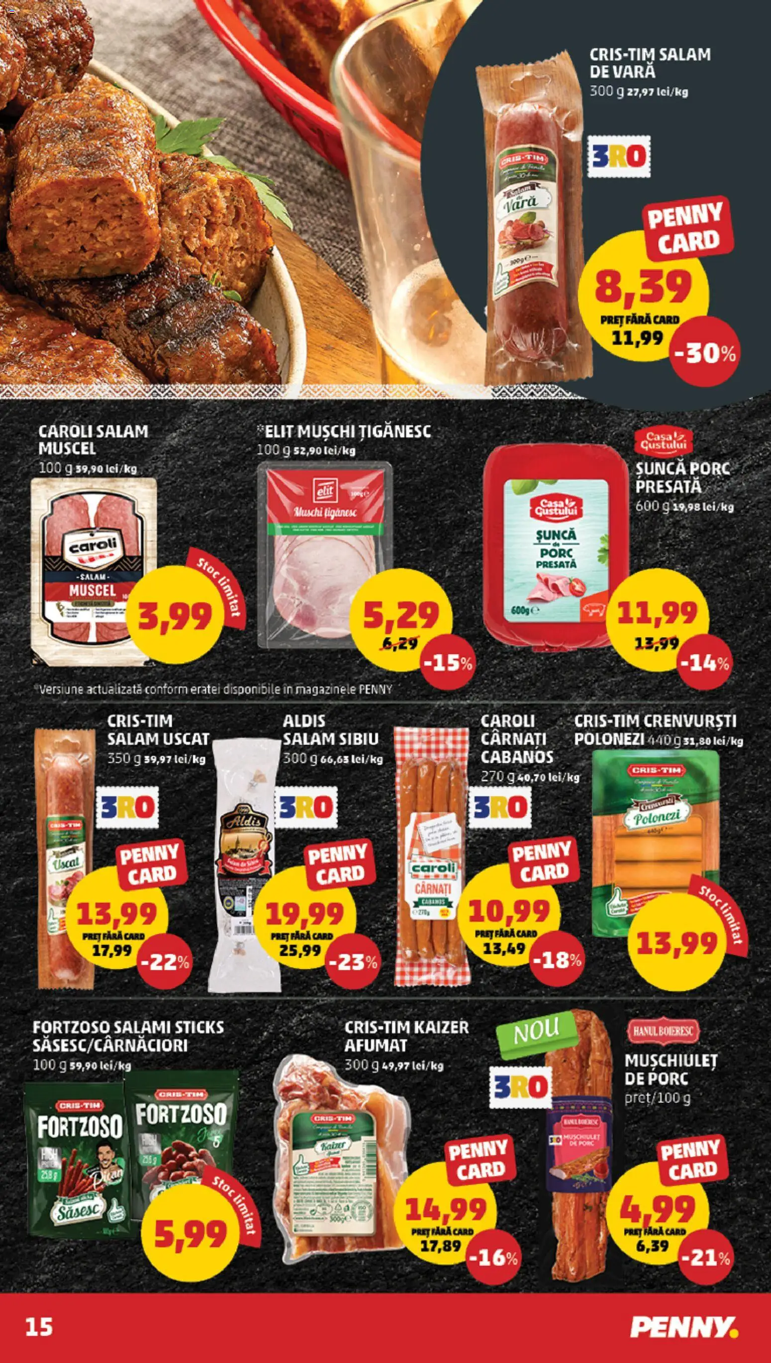 Catalog PENNY Market 15 - 20 Iulie 2026 | Pagina 15 | Produse: Not defteri, Crenvurști, Salam, Cârnați