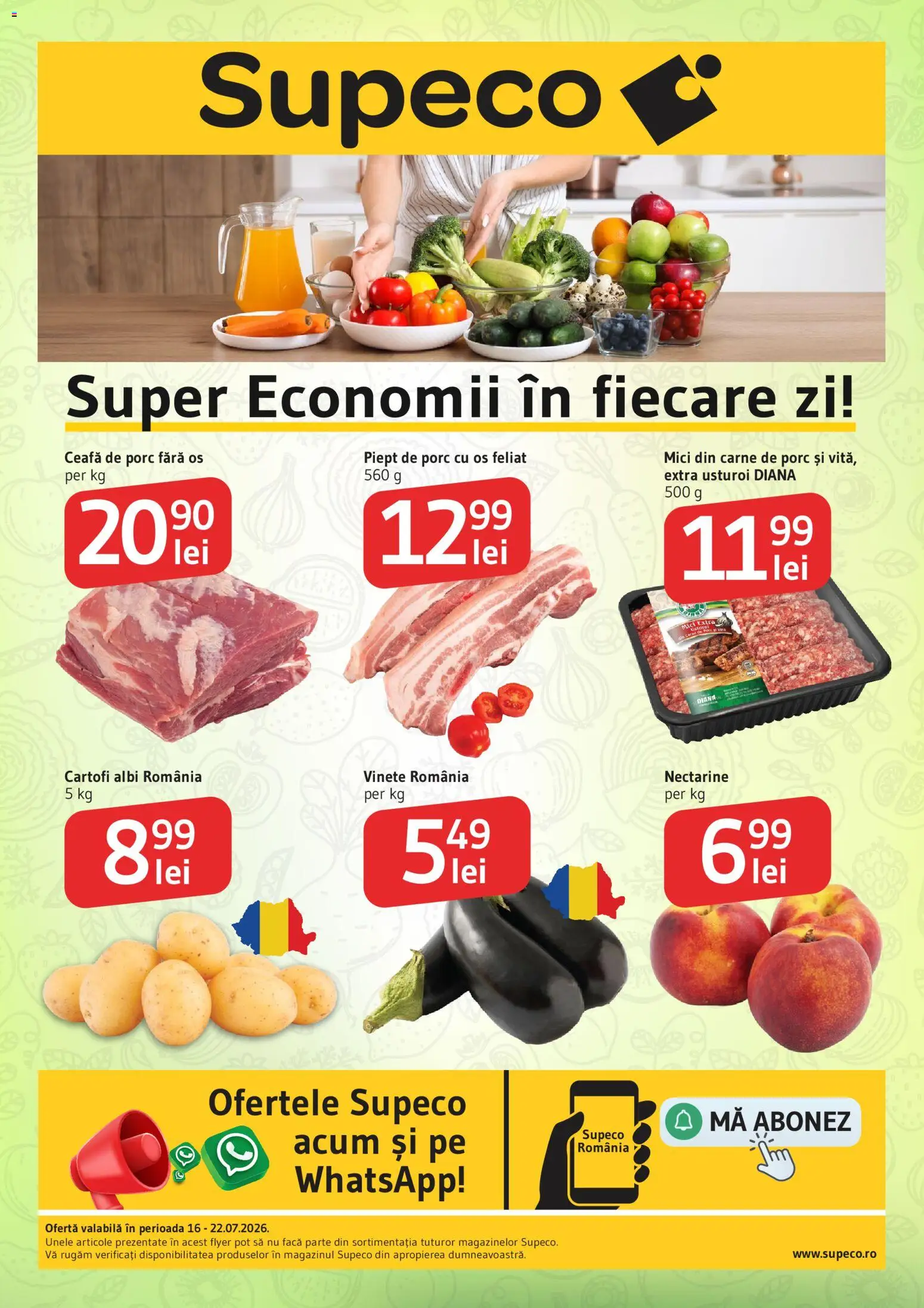 Catalog Supeco 16 - 21 Iulie 2026 | Pagina 1 | Produse: Temizlik kovası, Keçeli kalem, Carne De Porc, Usturoi