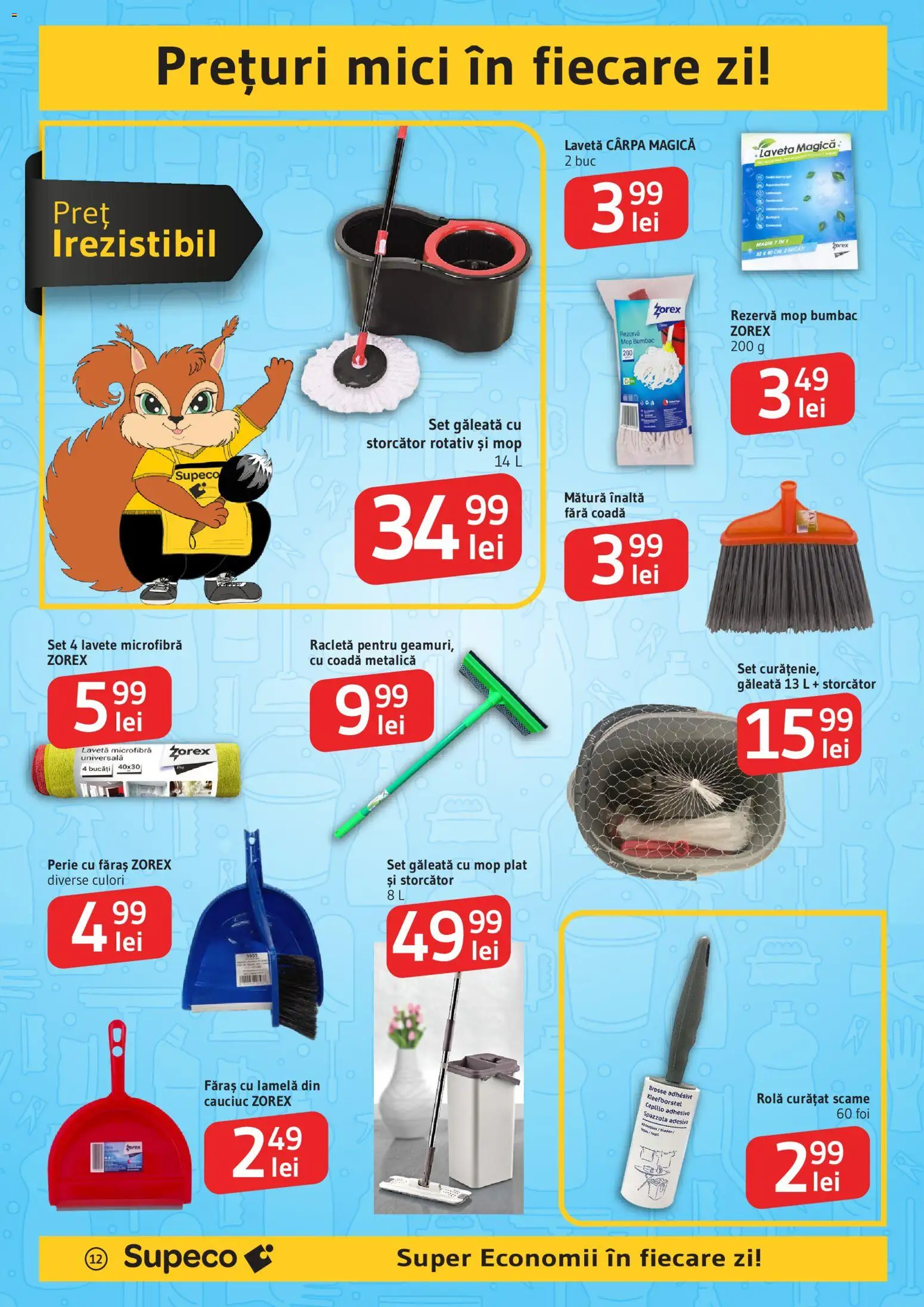 Catalog Supeco 16 Iulie - 4 August 2026 | Pagina 12 | Produse: Storcător, Mătură, Perie, Lavete