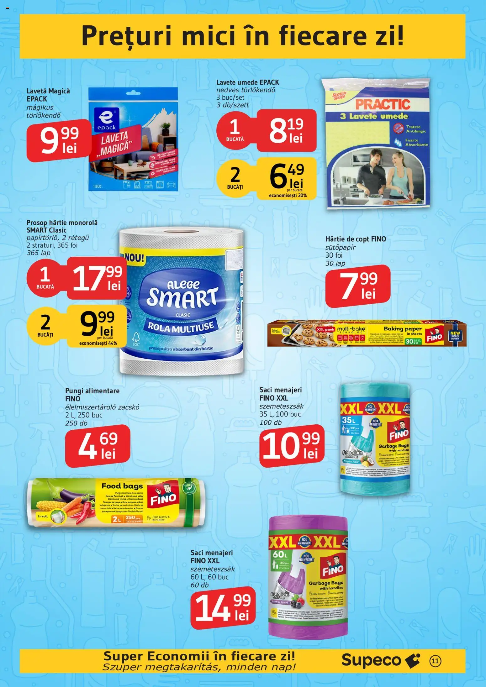Catalog Supeco 16 Iulie - 4 August 2026 | Pagina 11 | Produse: Saci menajeri, Mici, Lavete, Absorbante