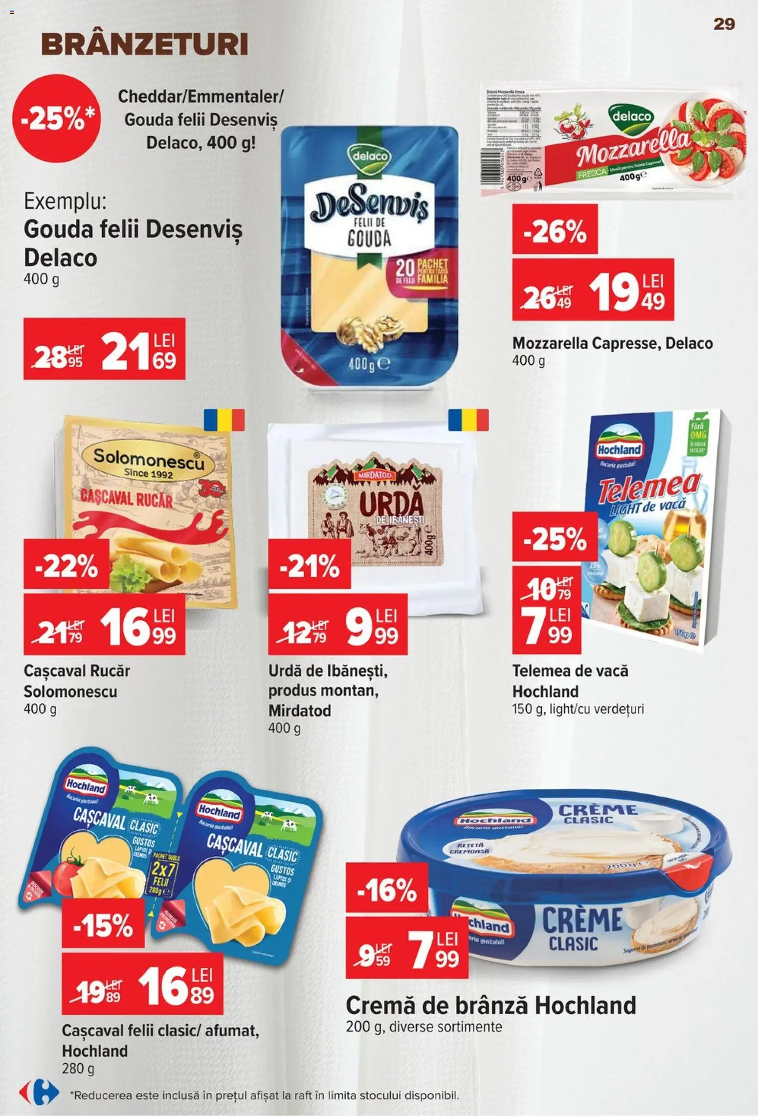 Catalog Carrefour 22 - 27 Iulie 2026 | Pagina 29 | Produse: Mozzarella, Brânză, Cremă de brânză, Gouda