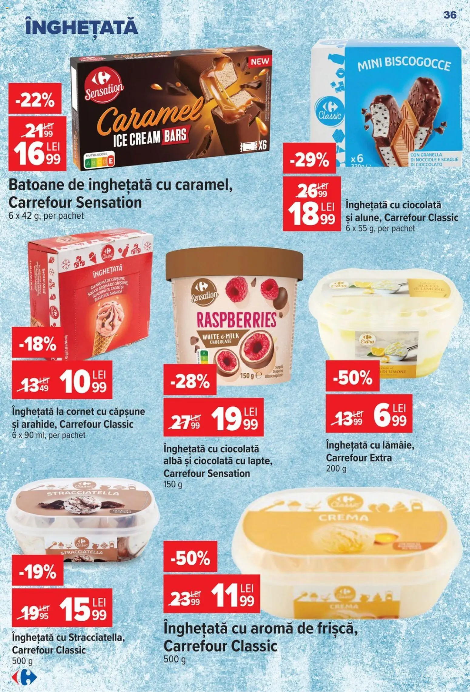 Catalog Carrefour 22 - 27 Iulie 2026 | Pagina 36 | Produse: Arahide, Cremă, Ciocolată, Înghețată