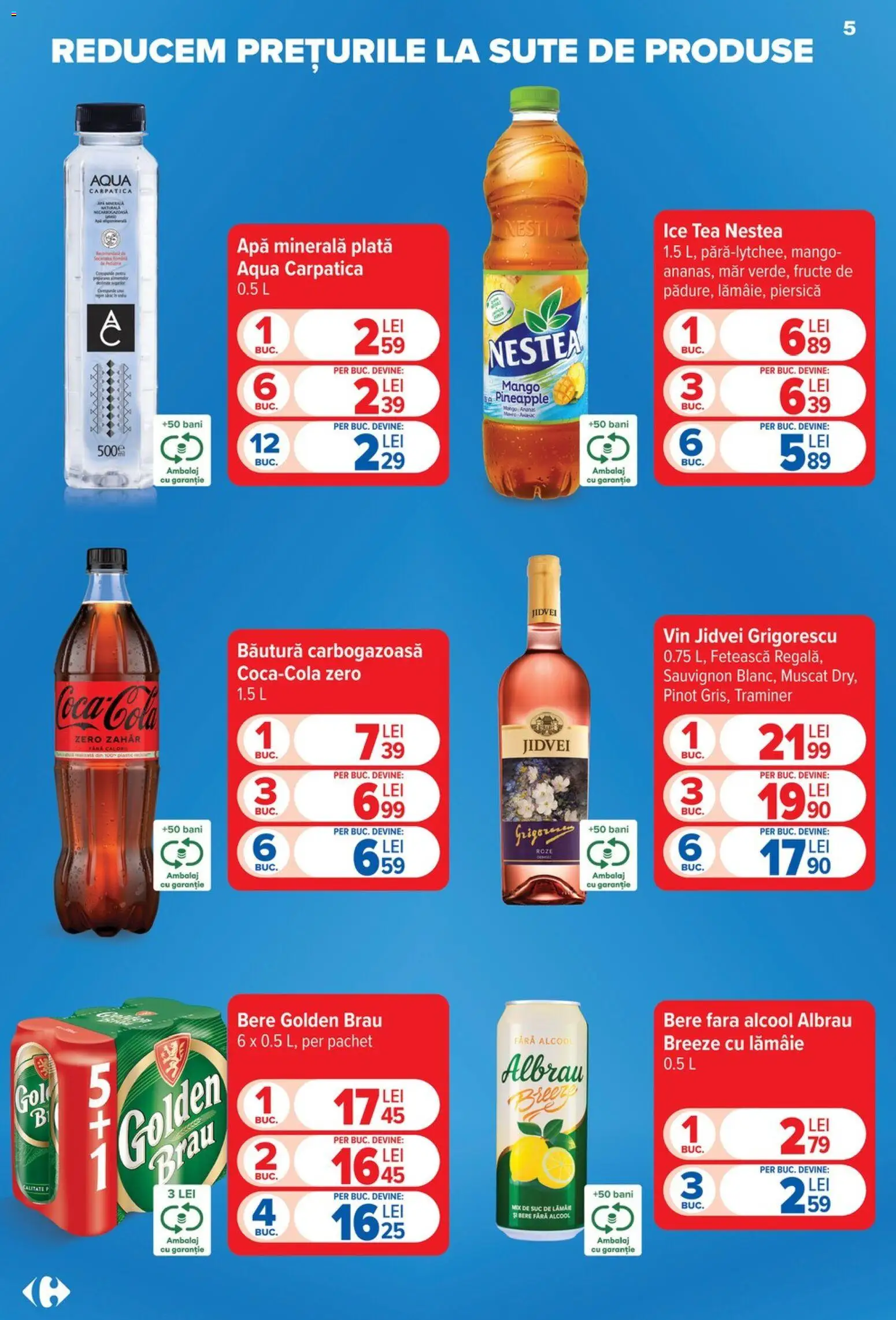 Catalog Carrefour 22 - 27 Iulie 2026 | Pagina 5 | Produse: Piersică, Bere, Ice tea, Apă