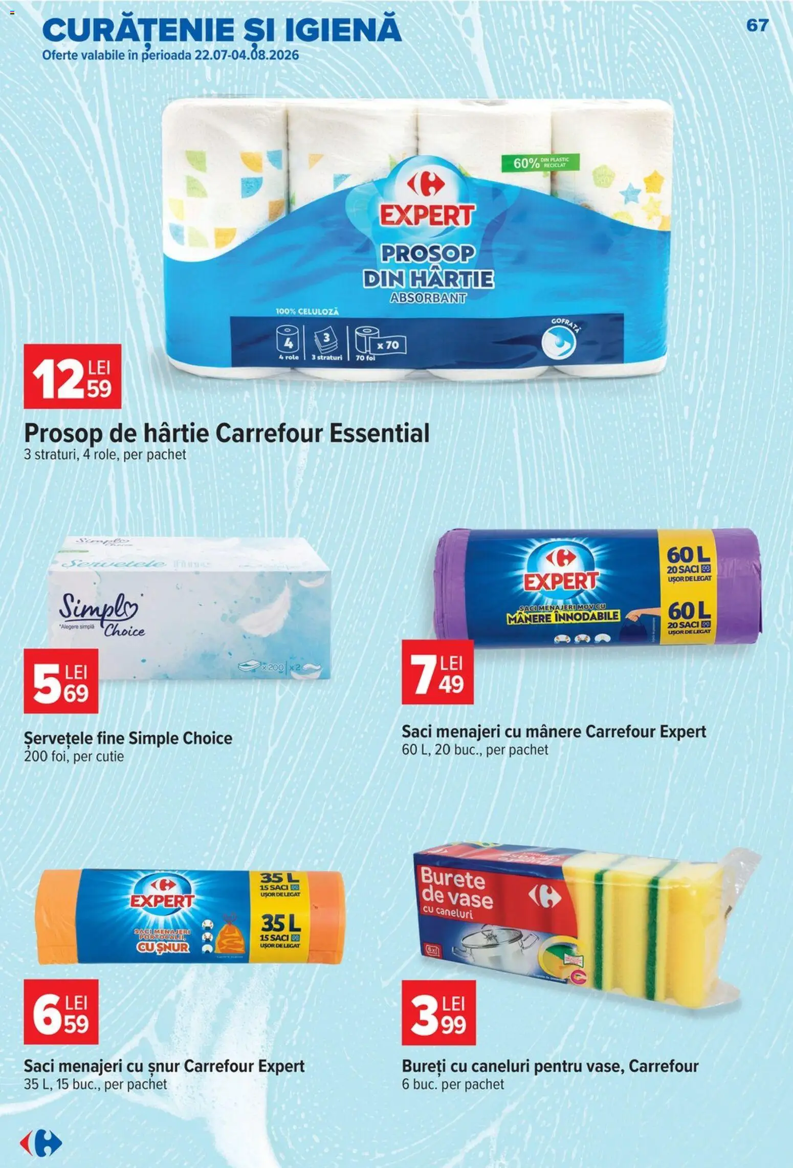 Catalog Carrefour 22 - 27 Iulie 2026 | Pagina 67 | Produse: Saci menajeri, Role, Cutie, Burete
