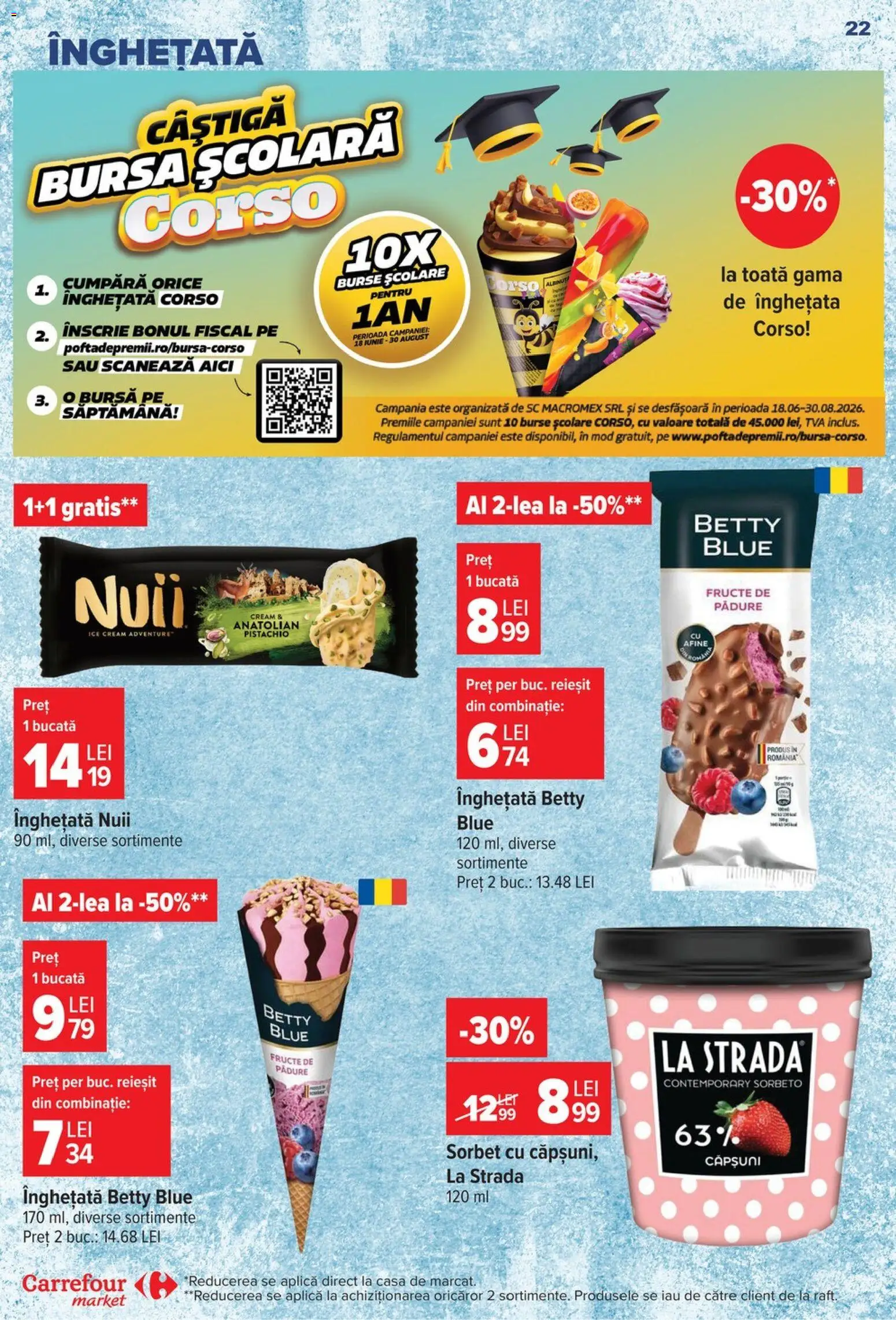 Catalog Carrefour 22 - 27 Iulie 2026 | Pagina 22 | Produse: Afine, Căpșuni, Înghețată, Fructe