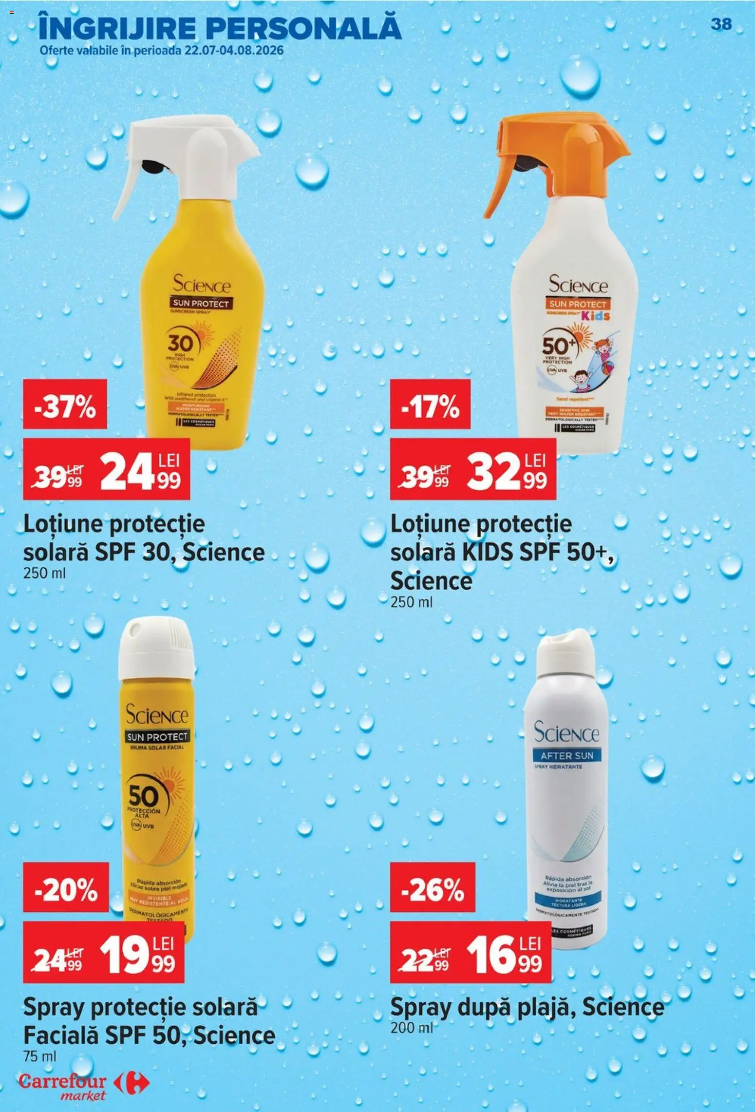 Catalog Carrefour 22 - 27 Iulie 2026 | Pagina 38 | Produse: Protecție solară, Loțiune protecție solară