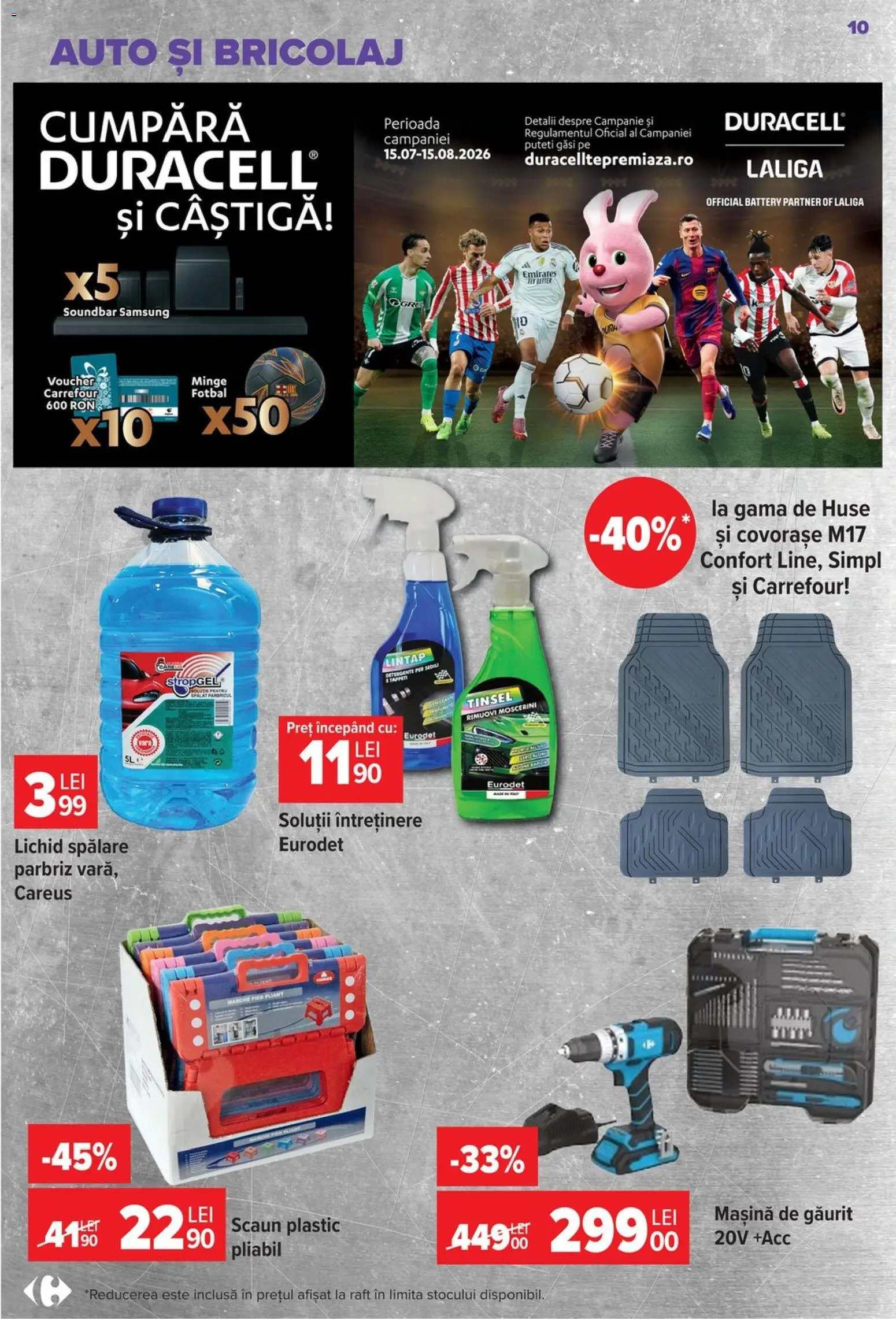 Catalog Carrefour 22 Iulie - 3 August 2026 | Pagina 10 | Produse: Mașină de găurit, Soundbar, Raft, Scaun