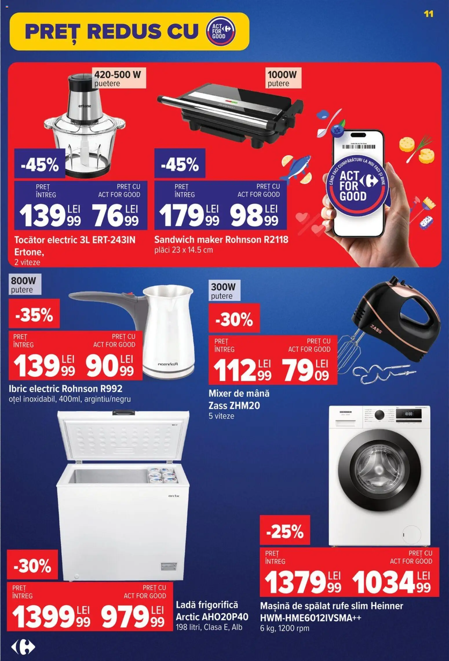 Catalog Carrefour 22 Iulie - 3 August 2026 | Pagina 11 | Produse: Mașină De Spălat, Mixer, Tocător, Ladă frigorifică