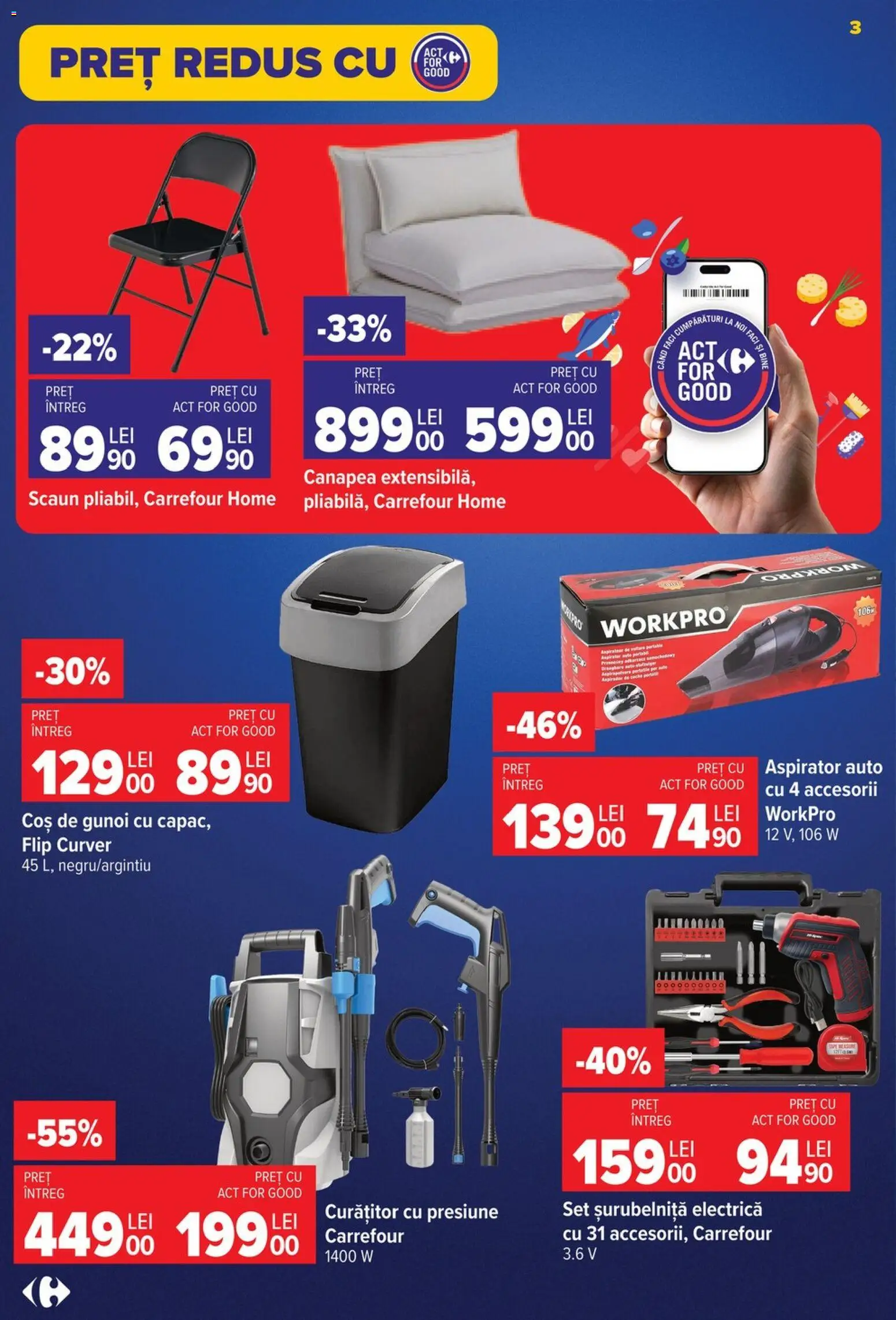 Catalog Carrefour 22 Iulie - 3 August 2026 | Pagina 3 | Produse: Aspirator, Canapea, Coș, Makarna sosu