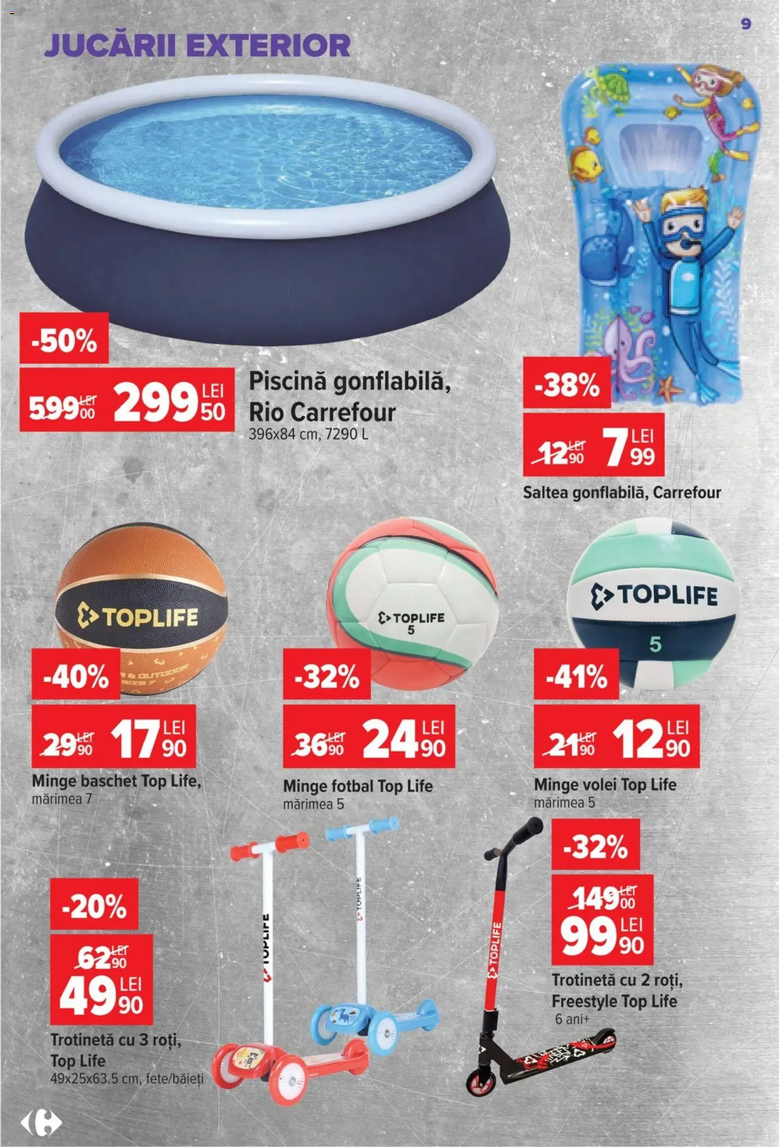 Catalog Carrefour 22 Iulie - 3 August 2026 | Pagina 9 | Produse: Top, Saltea, Piscină, Trotinetă