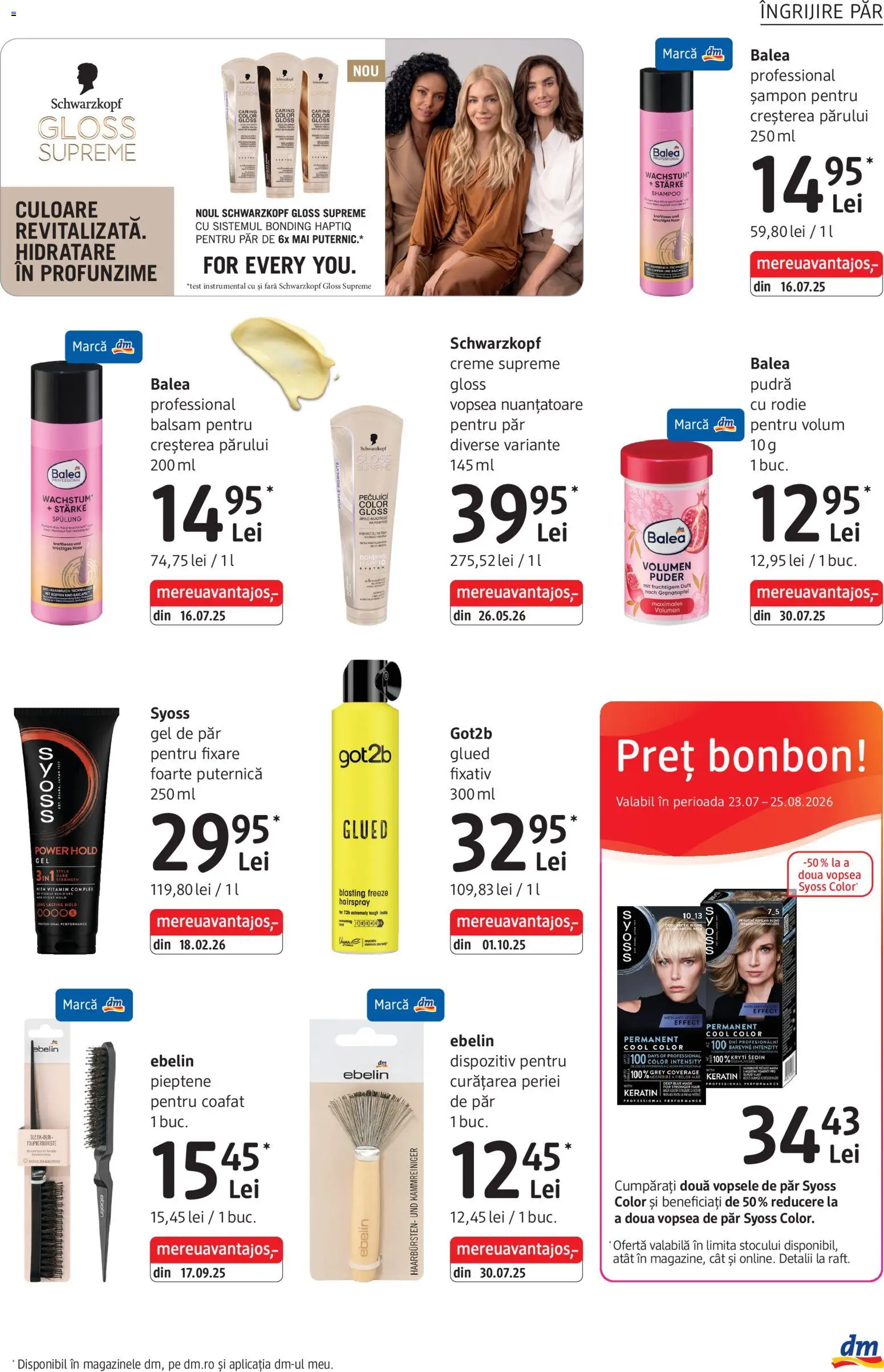 Catalog DM Drogerie Markt 23 Iulie - 24 August 2026 | Pagina 13 | Produse: Pieptene, Vopsea, Pudră, Balsam