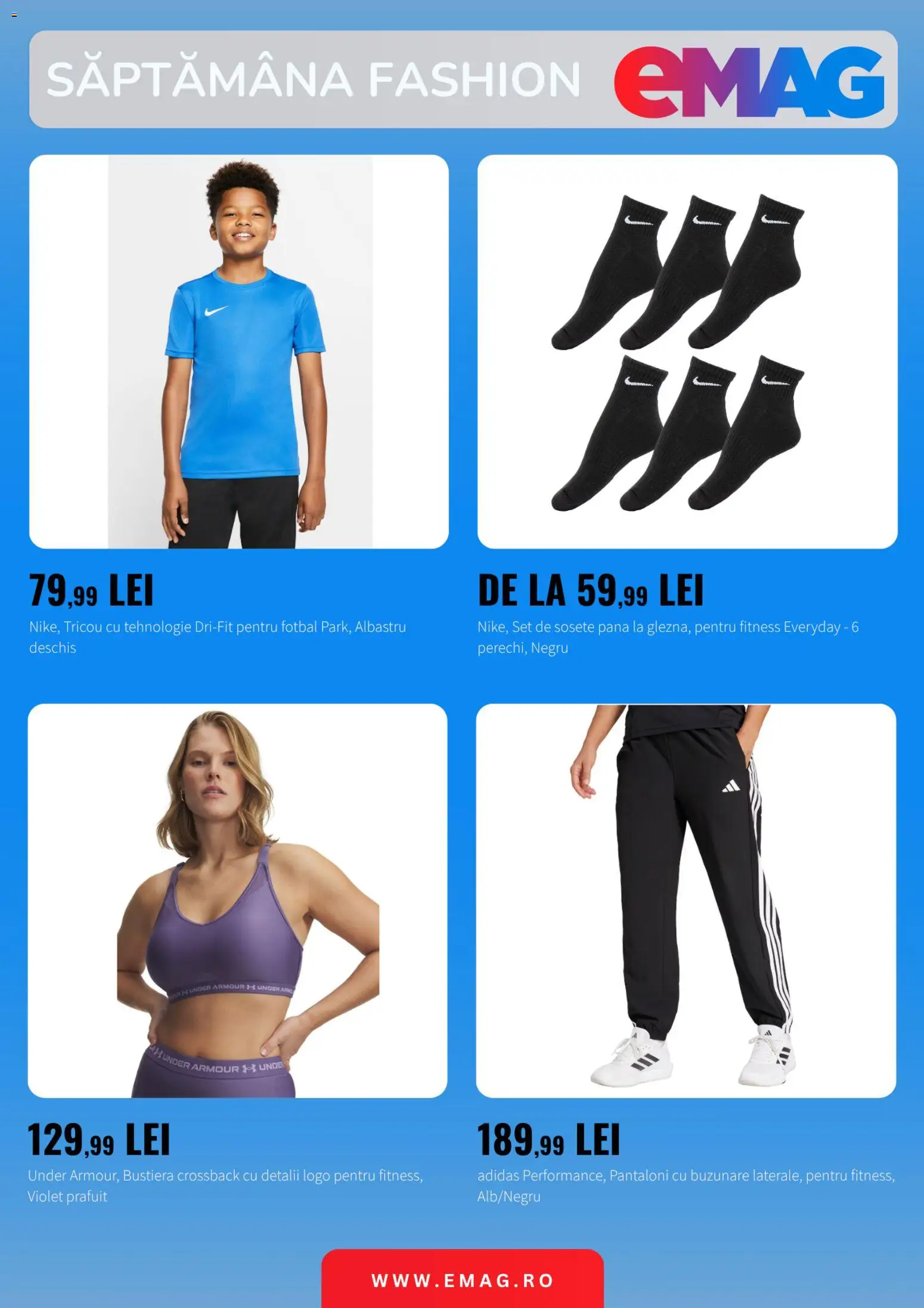 Catalog eMag 20 - 25 Iulie 2026 | Pagina 4 | Produse: Bustieră, Tricou, Pantaloni, Șosete