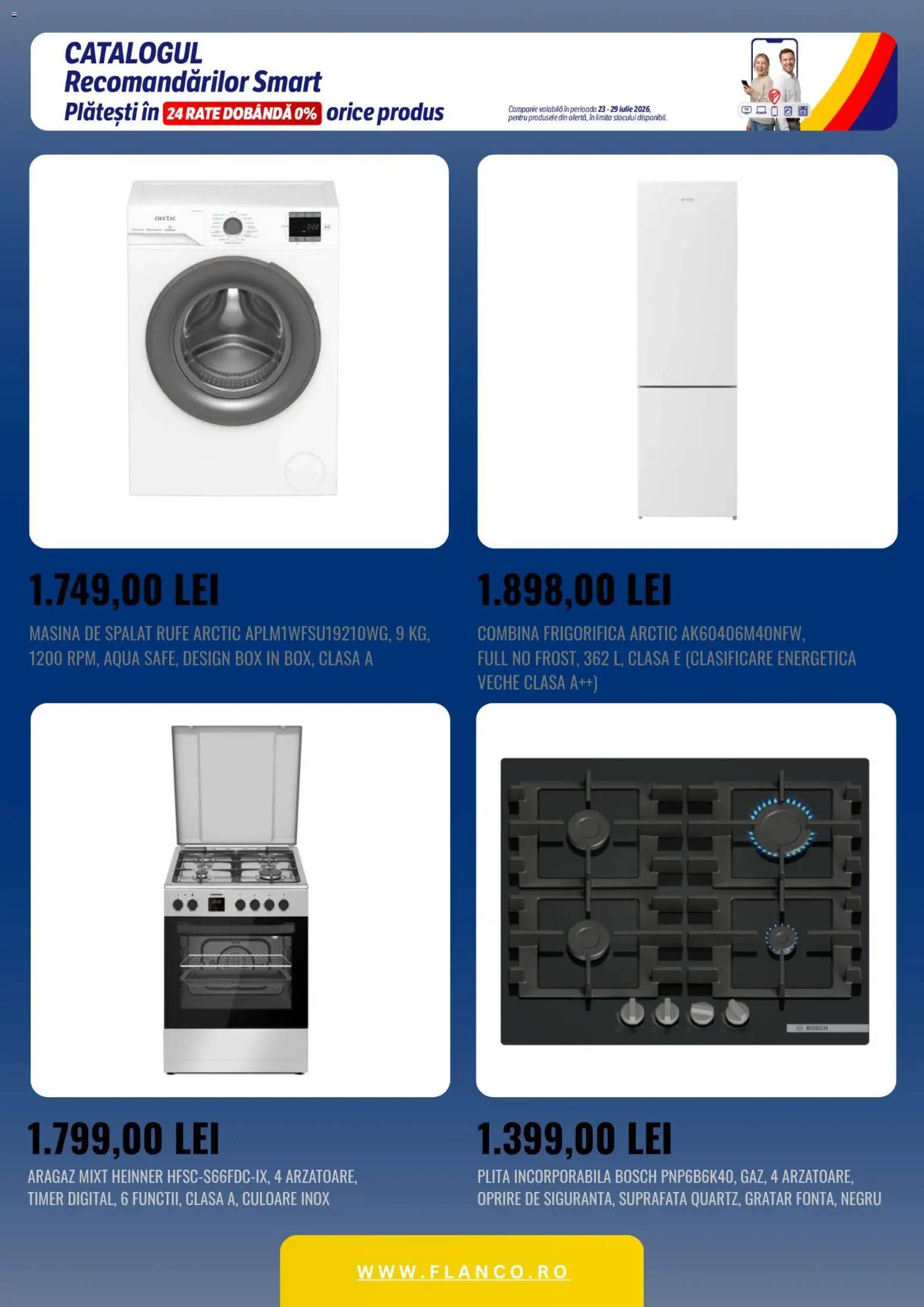 Catalog Flanco 23 - 28 Iulie 2026 | Pagina 2 | Produse: Mașină De Spălat, Plită, Aragaz, Grătar