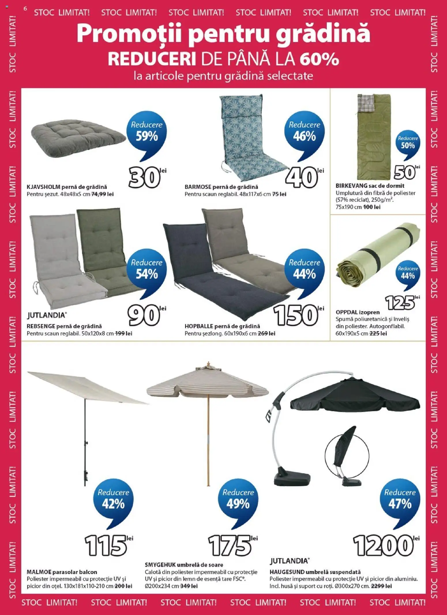 Catalog JYSK 23 Iulie - 23 August 2026 | Pagina 6 | Produse: Umbrelă, Pernă, Scaun