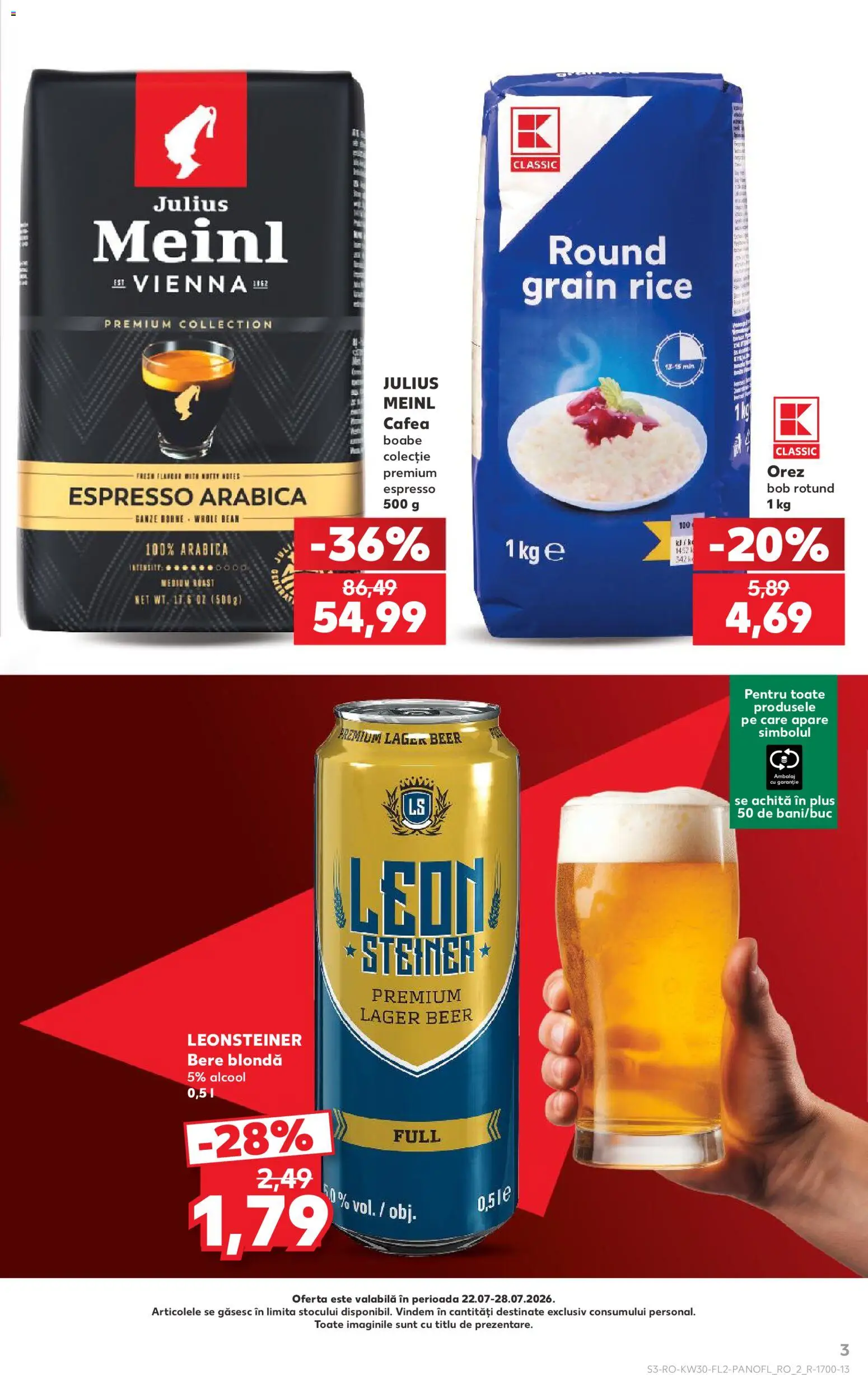 Catalog Kaufland 22 - 27 Iulie 2026 | Pagina 3 | Produse: Cafea, Bere, Orez