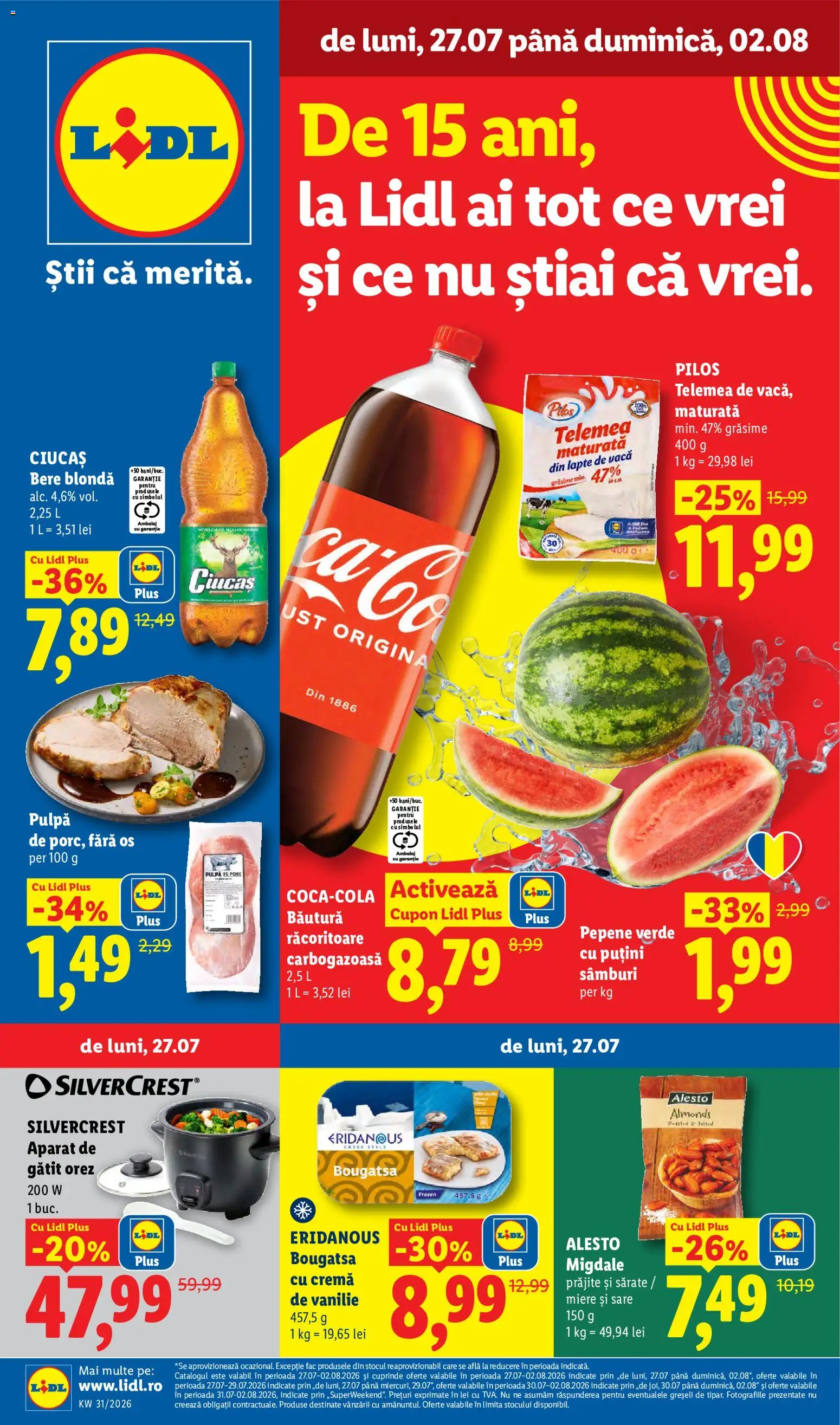 Catalog LIDL 27 Iulie - 1 August 2026 | Pagina 1 | Produse: Delgeç, Lapte, Cremă, Bere