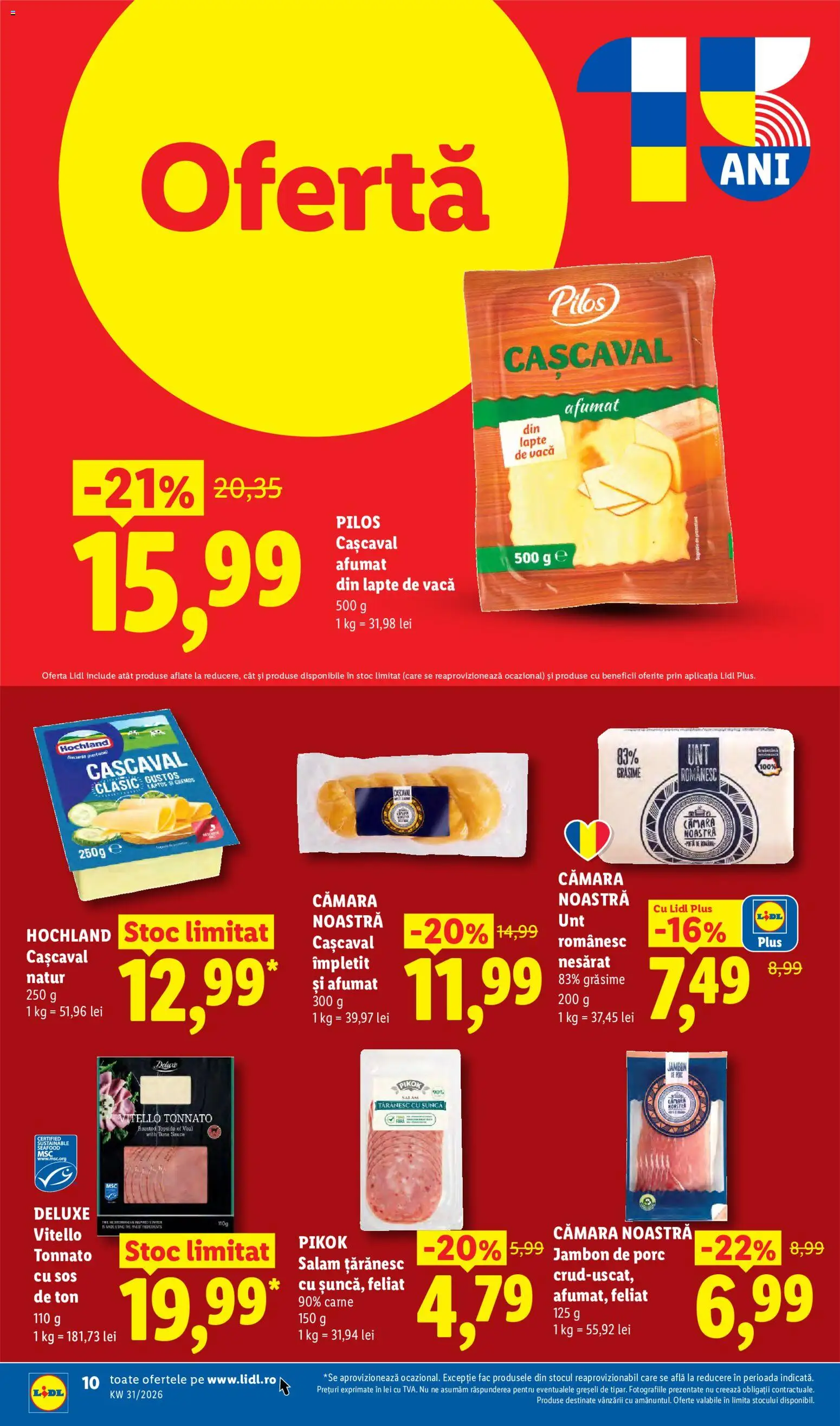 Catalog LIDL 27 Iulie - 1 August 2026 | Pagina 10 | Produse: Lapte, Unt, Salam, Sos