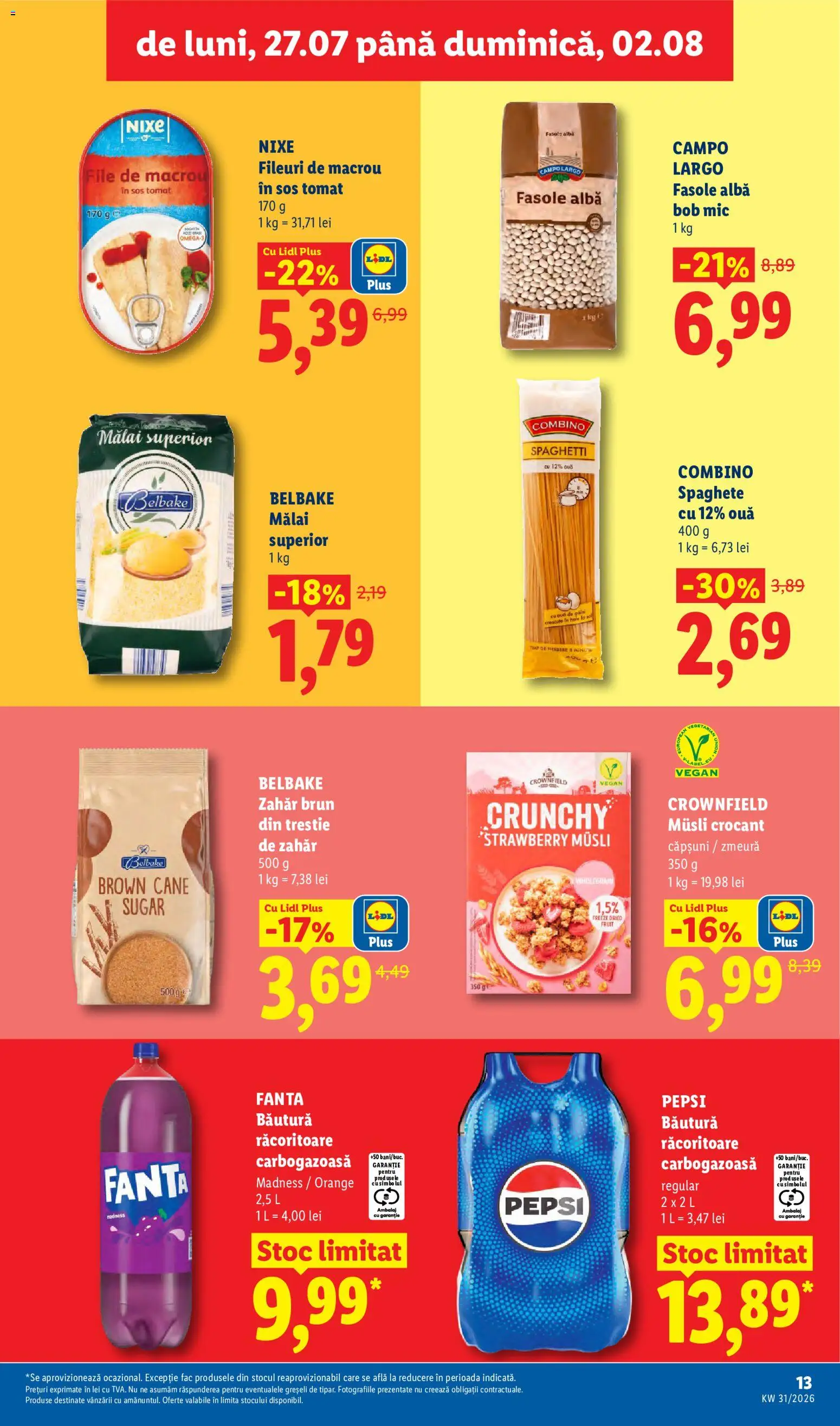 Catalog LIDL 27 Iulie - 1 August 2026 | Pagina 13 | Produse: Zmeură, Căpșuni, Mălai, Sos