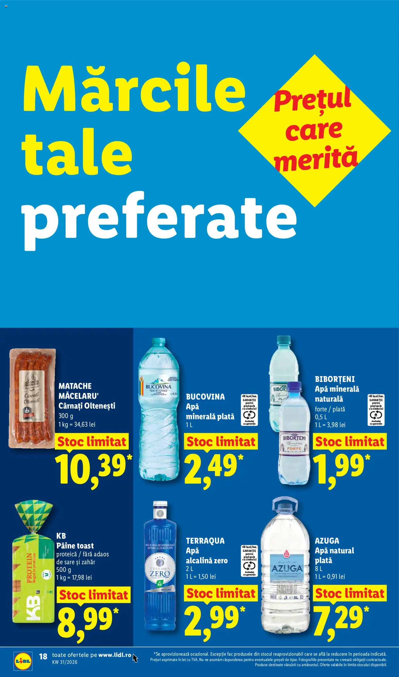 Catalog LIDL 27 Iulie - 1 August 2026 | Pagina 18 | Produse: Masaüstü kılıfı, Pâine, Apă, Cârnați