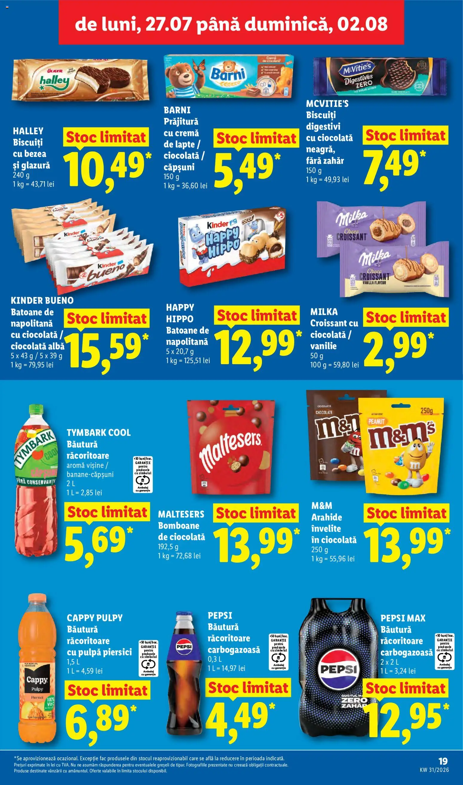Catalog LIDL 27 Iulie - 1 August 2026 | Pagina 19 | Produse: Prăjitură, Lapte, Căpșuni, Biscuiți