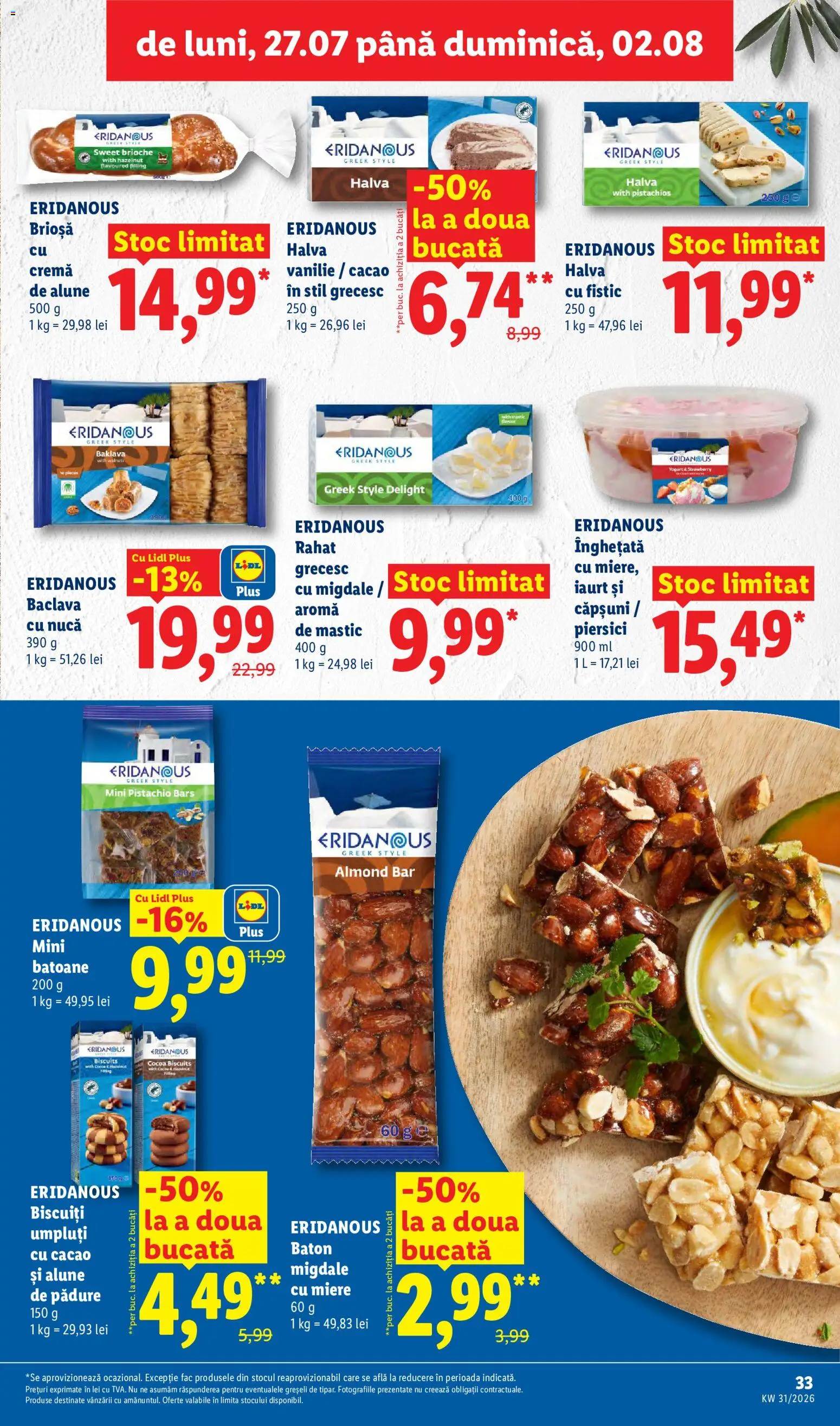 Catalog LIDL 27 Iulie - 1 August 2026 | Pagina 33 | Produse: Delgeç, Alune, Iaurt, Biscuiți