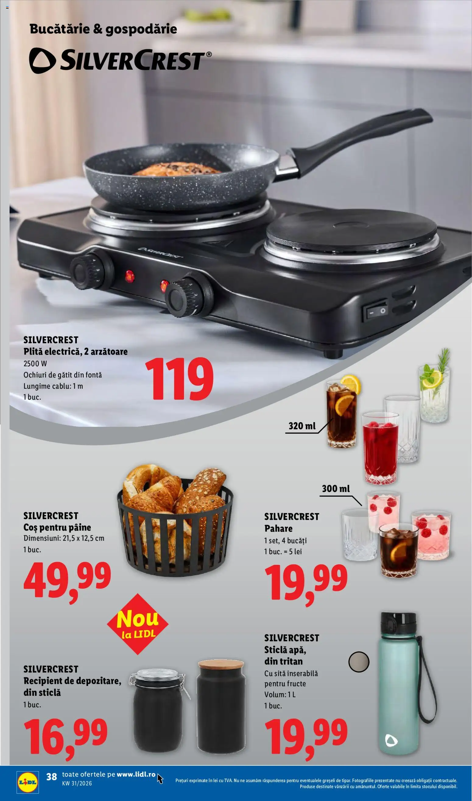 Catalog LIDL 27 Iulie - 1 August 2026 | Pagina 38 | Produse: Plită, Pahare, Bucătărie, Pâine