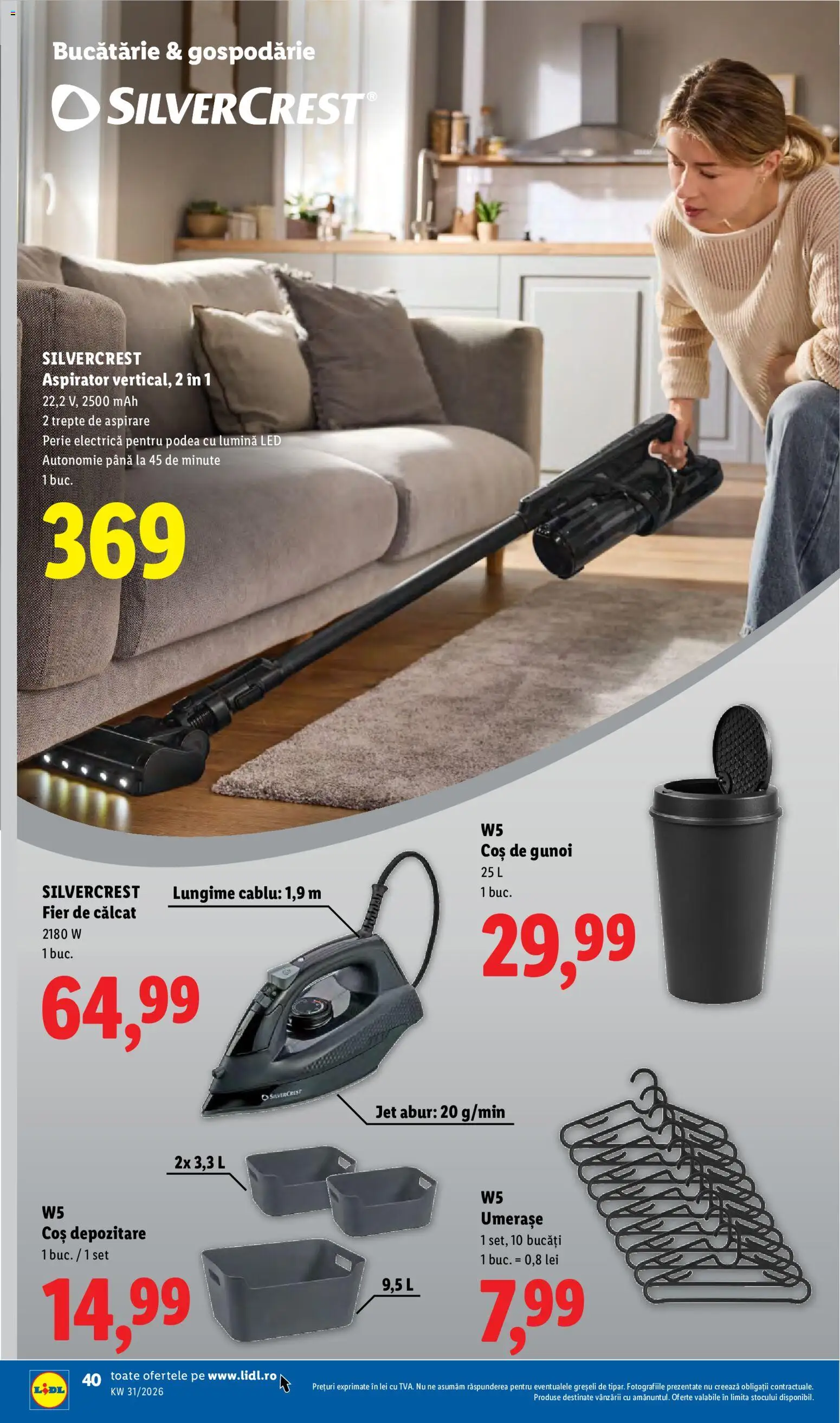 Catalog LIDL 27 Iulie - 1 August 2026 | Pagina 40 | Produse: Fier de călcat, Cablu, Babak, Perie
