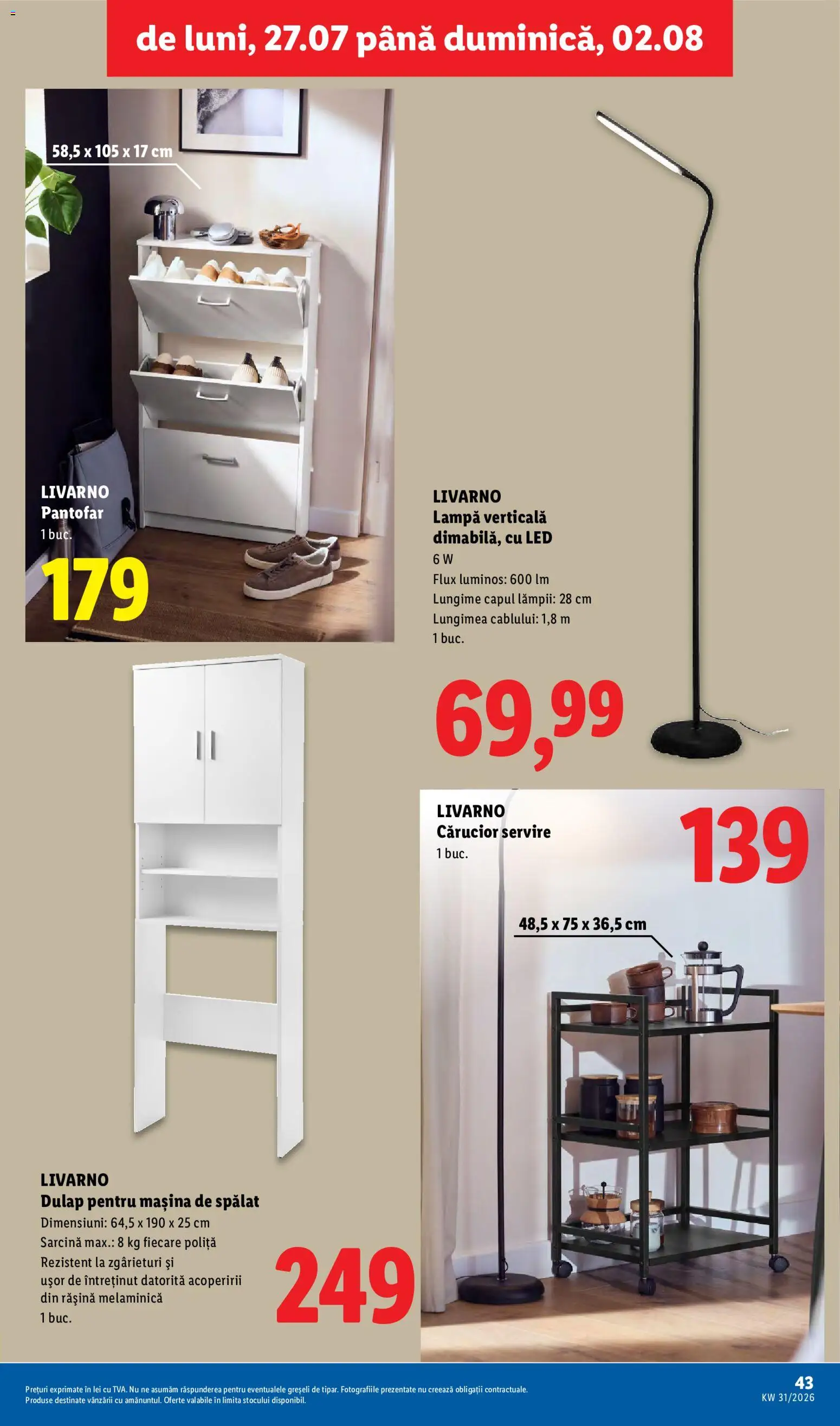 Catalog LIDL 27 Iulie - 1 August 2026 | Pagina 43 | Produse: Mașină De Spălat, Pantofar, Babak, Lampă