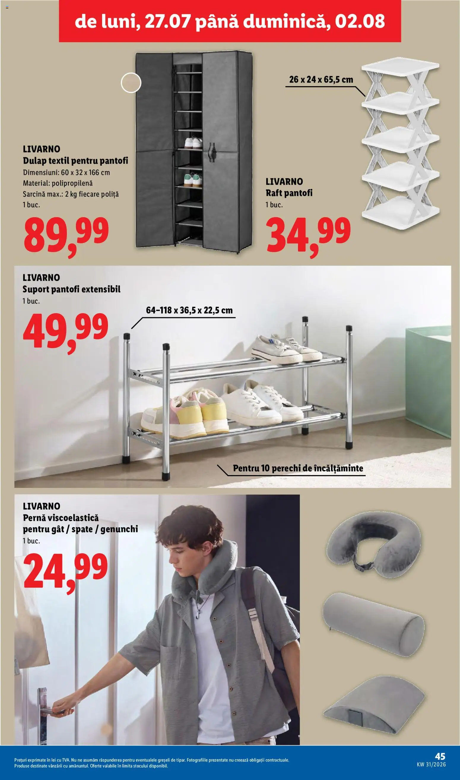 Catalog LIDL 27 Iulie - 1 August 2026 | Pagina 45 | Produse: Pantofi, Pernă, Raft, Bornoz takımı
