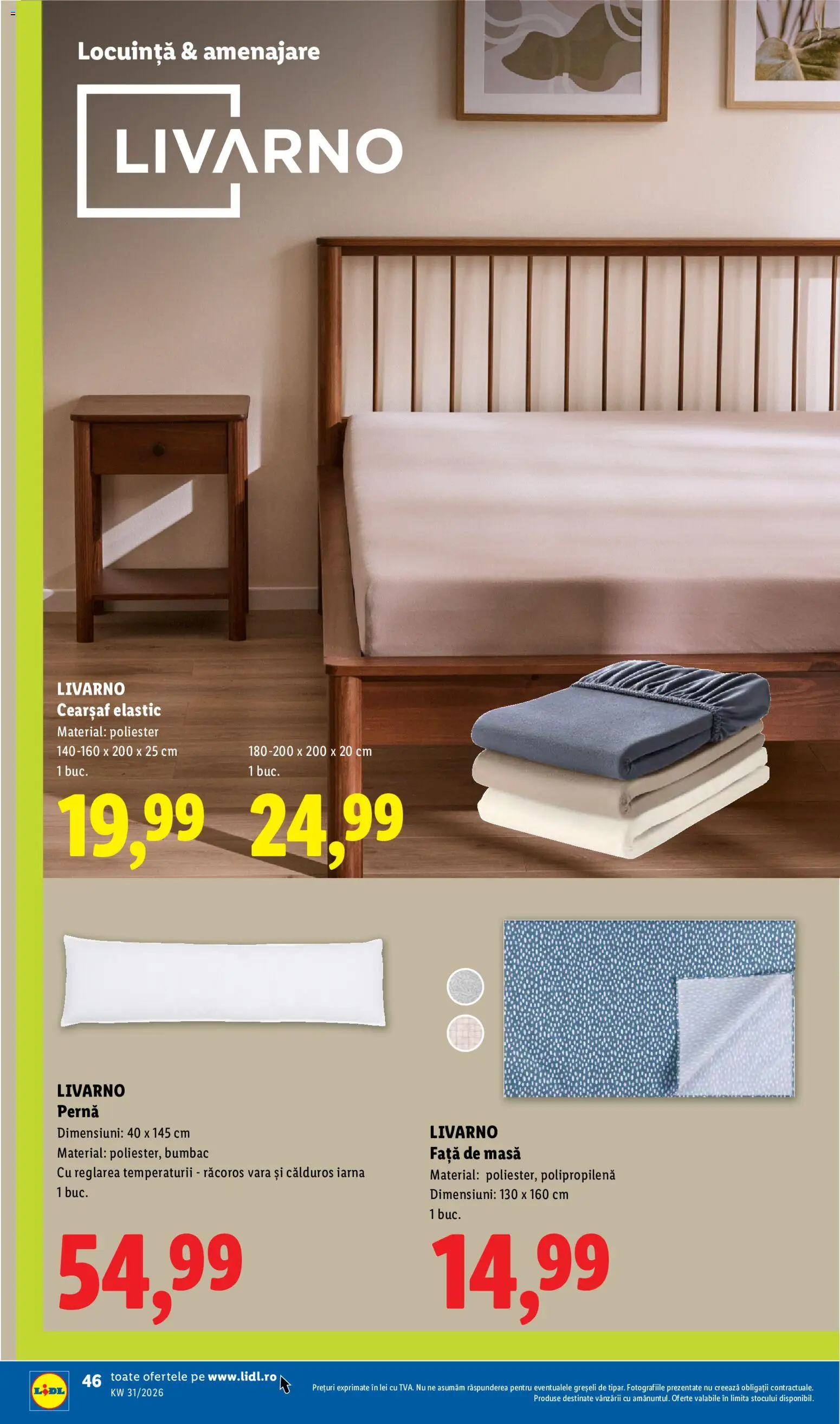 Catalog LIDL 27 Iulie - 1 August 2026 | Pagina 46 | Produse: Față de masă, Pernă, Masă