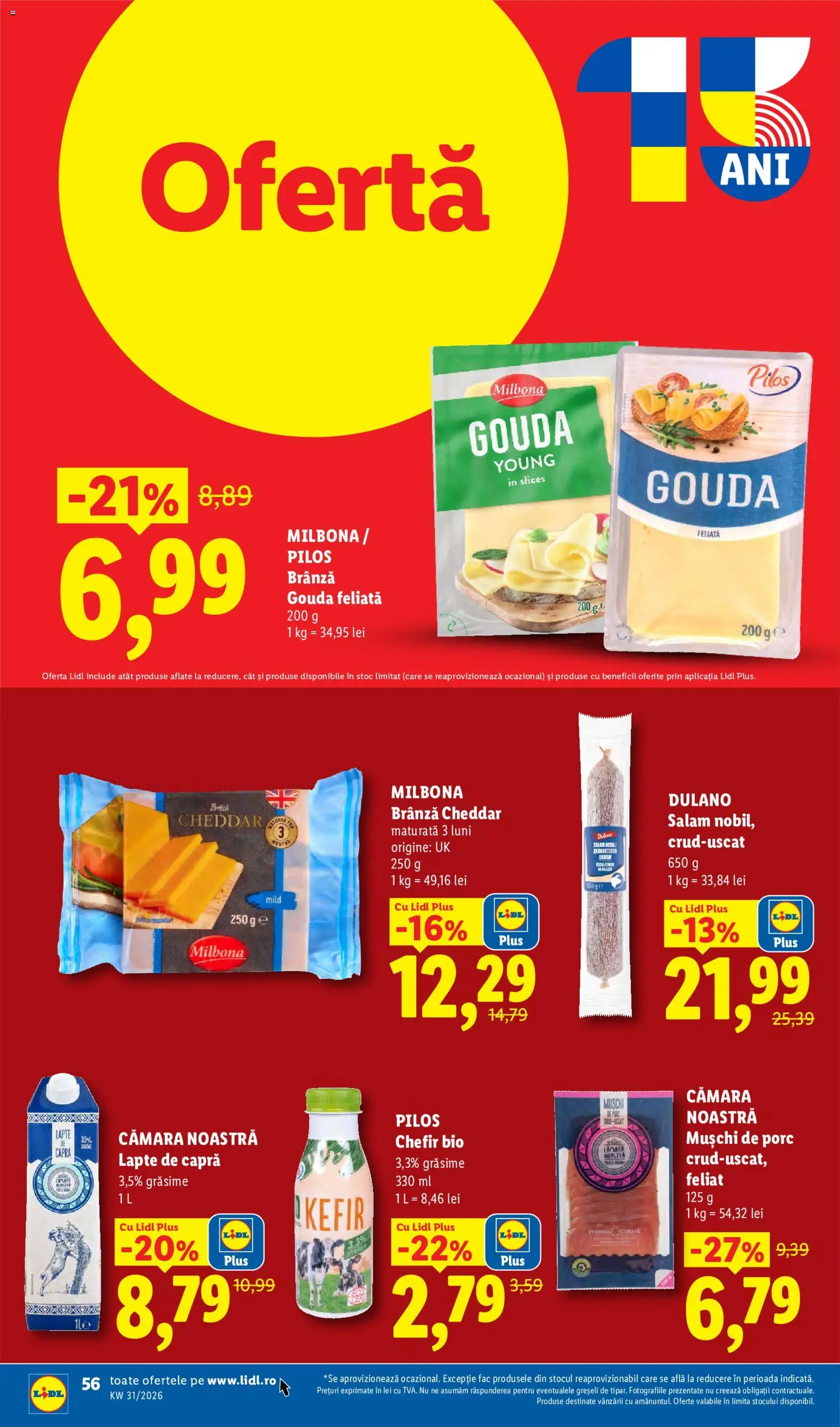 Catalog LIDL 27 Iulie - 1 August 2026 | Pagina 56 | Produse: Toplar, Lapte, Salam, Gouda