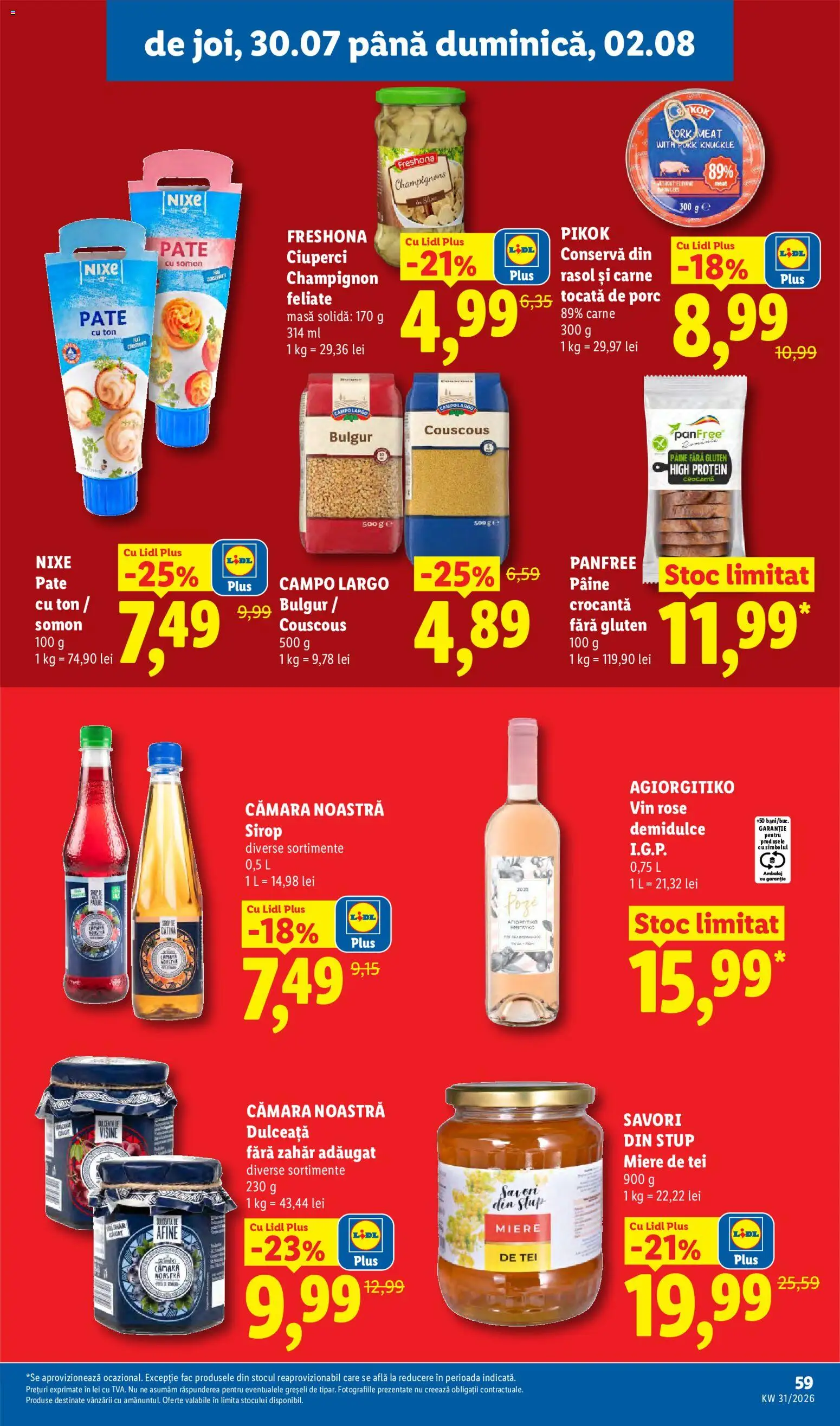 Catalog LIDL 27 Iulie - 1 August 2026 | Pagina 59 | Produse: Pate, Ciuperci, Rasol, Zahăr