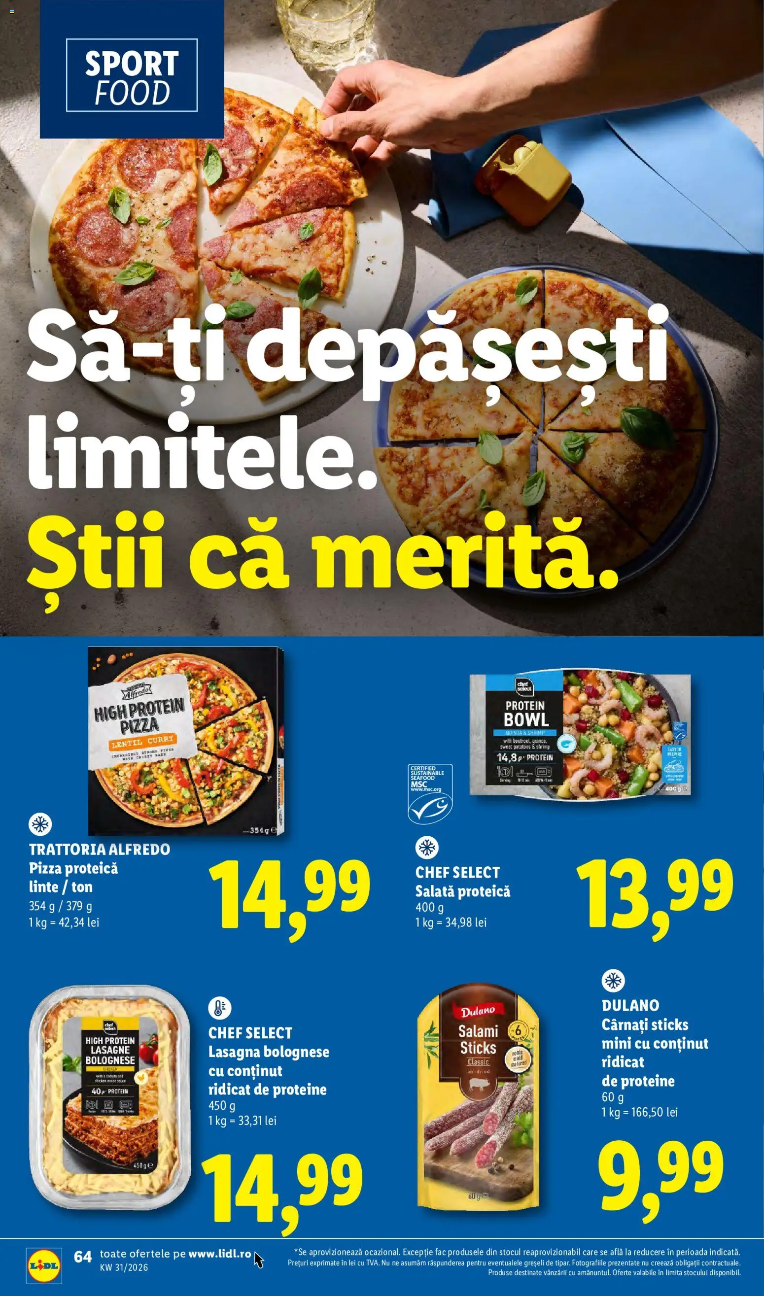 Catalog LIDL 27 Iulie - 1 August 2026 | Pagina 64 | Produse: Masaüstü kılıfı, Pizza, Salată, Cârnați
