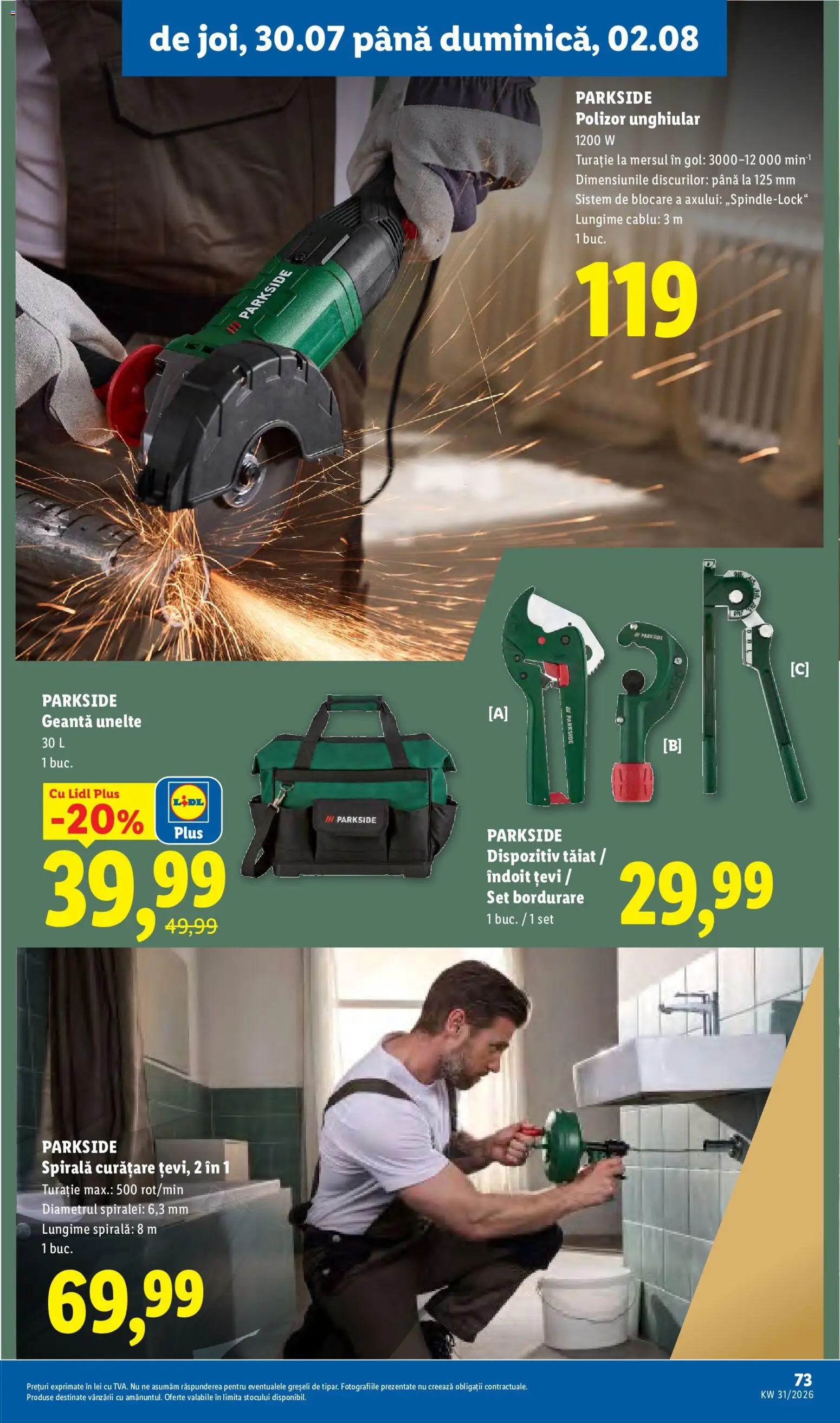 Catalog LIDL 27 Iulie - 1 August 2026 | Pagina 73 | Produse: Cablu, Geantă, Cutter, Polizor