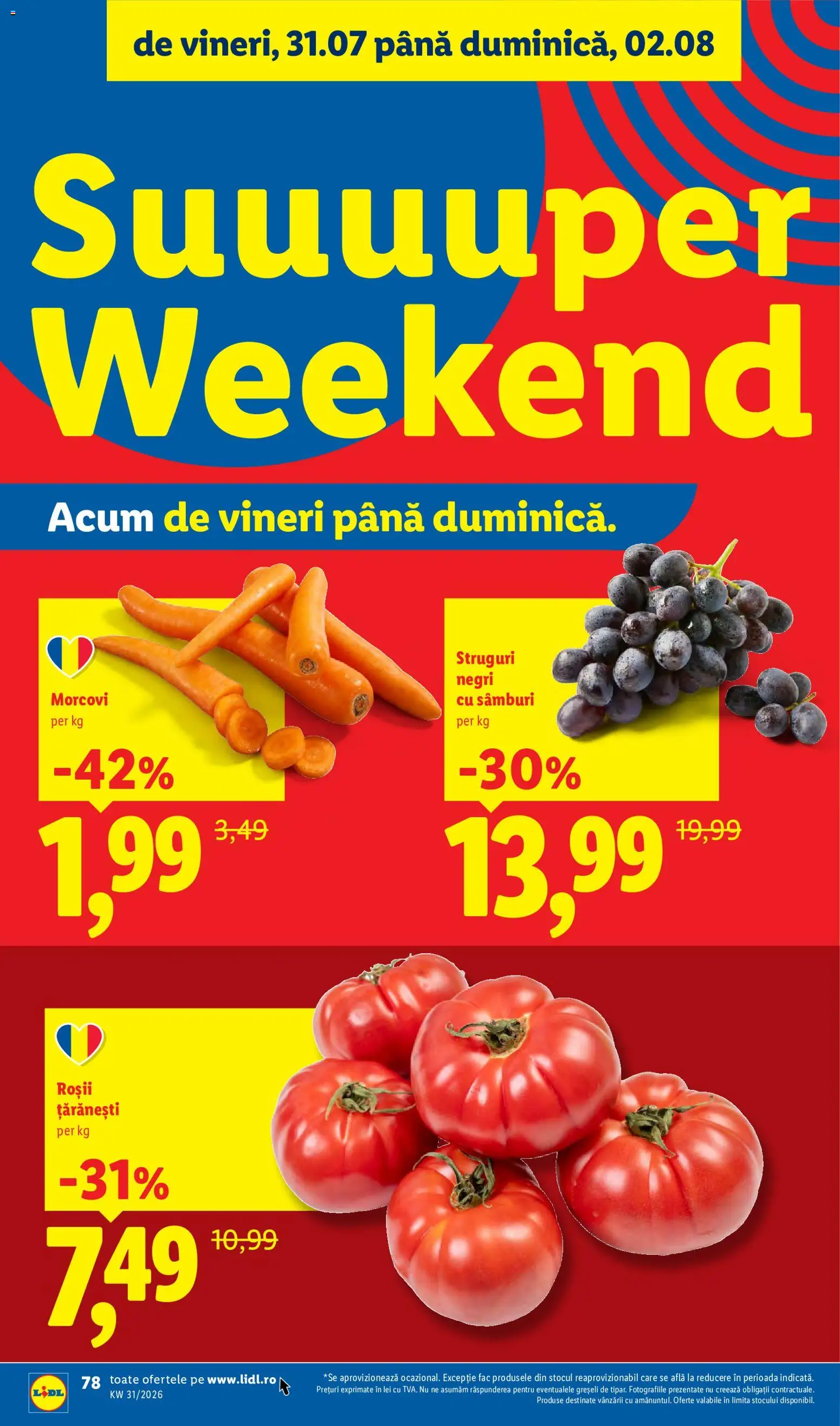 Catalog LIDL 27 Iulie - 1 August 2026 | Pagina 78 | Produse: Struguri, Roșii, Morcovi