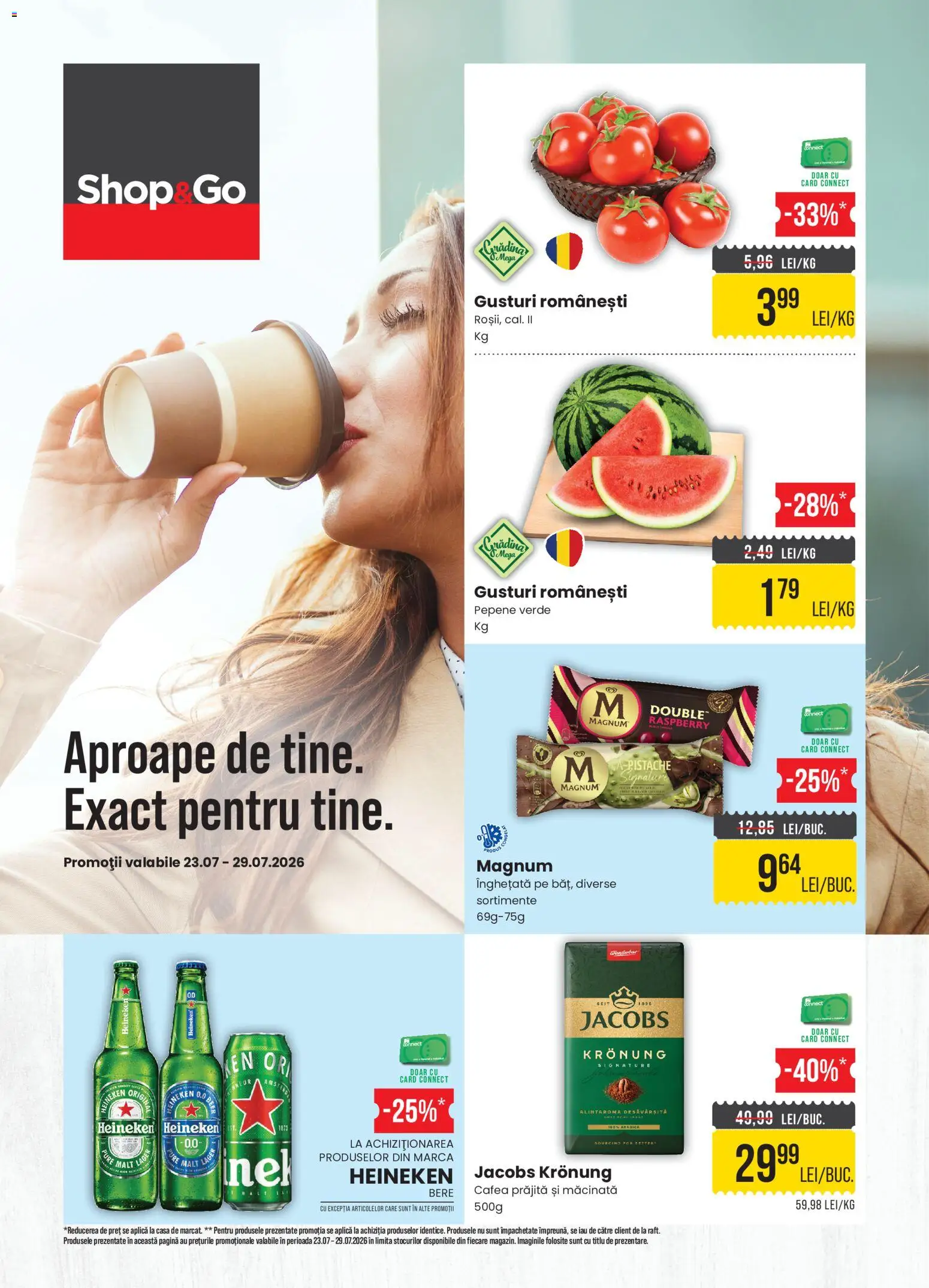 Catalog Mega Image 23 - 28 Iulie 2026 | Pagina 1 | Produse: Pepene Verde, Köpek çiti, Cafea, Înghețată