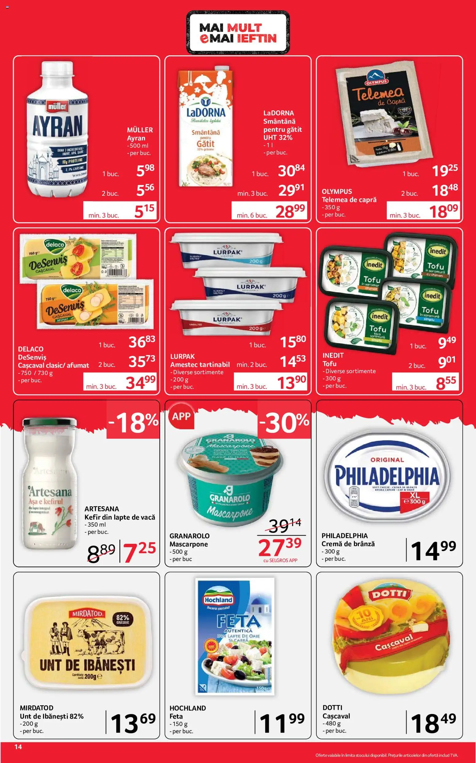 Catalog Selgros 24 Iulie - 5 August 2026 | Pagina 14 | Produse: Light Kedi Konservesi, Masaüstü kılıfı, Lapte, Mascarpone