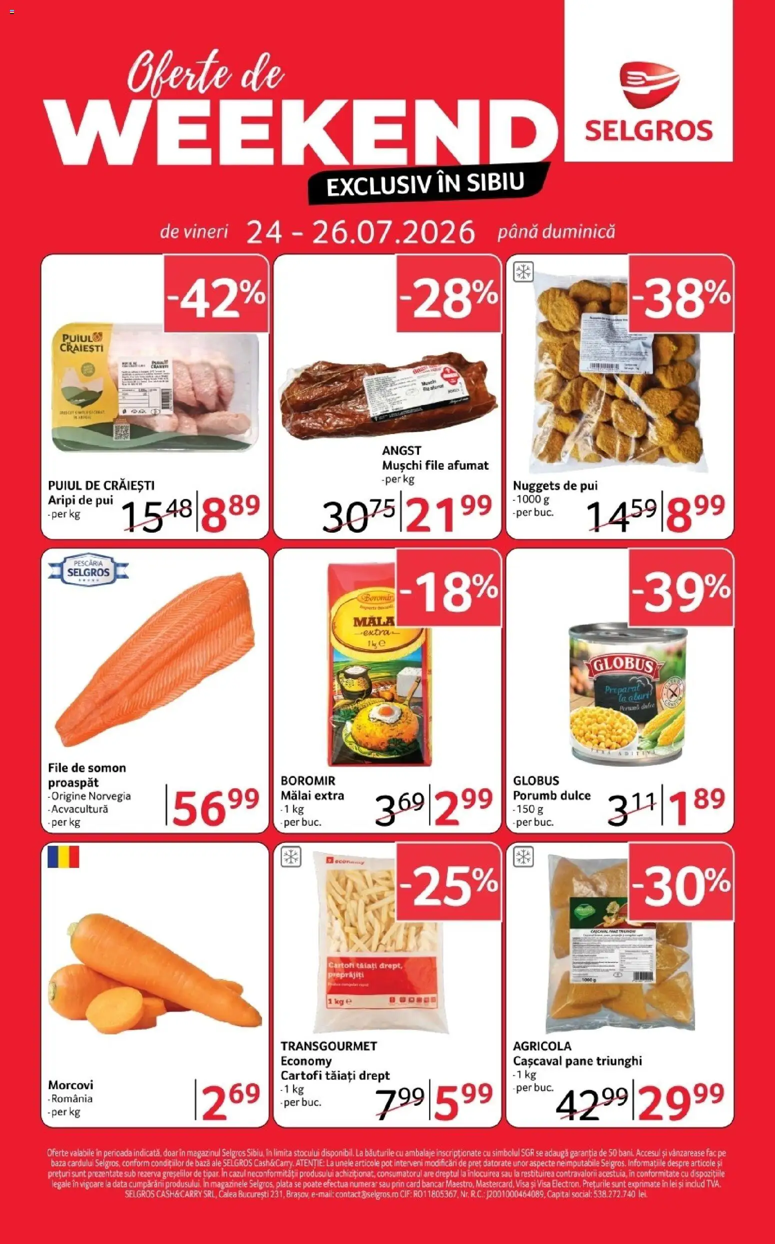 Catalog Selgros 24 - 25 Iulie 2026 | Pagina 1 | Produse: Hacıyatmaz Kedi Oyuncağı, Cașcaval, Porumb, Cartofi