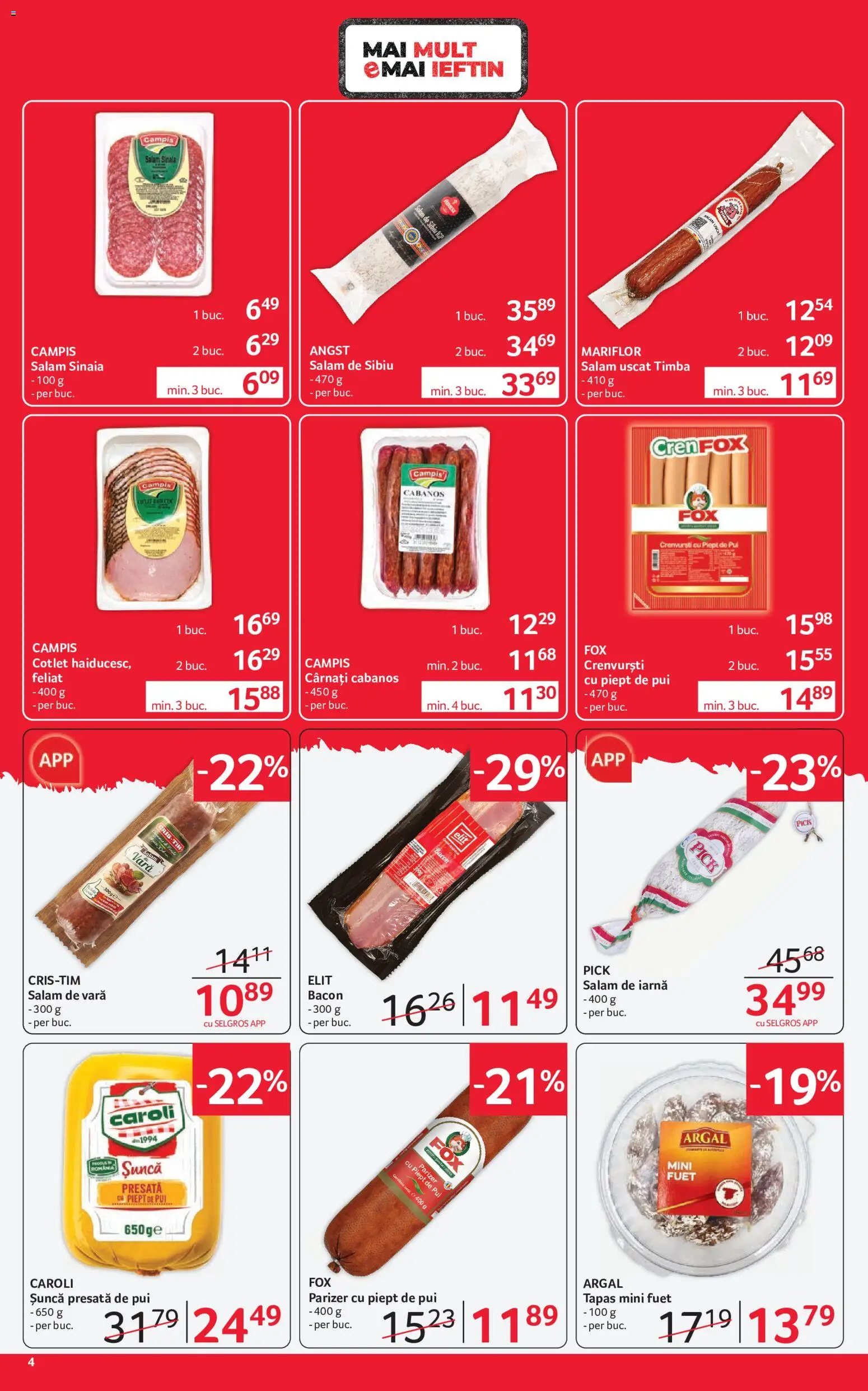 Catalog Selgros 24 Iulie - 5 August 2026 | Pagina 4 | Produse: Hacıyatmaz Kedi Oyuncağı, Bacon, Salam, Parizer