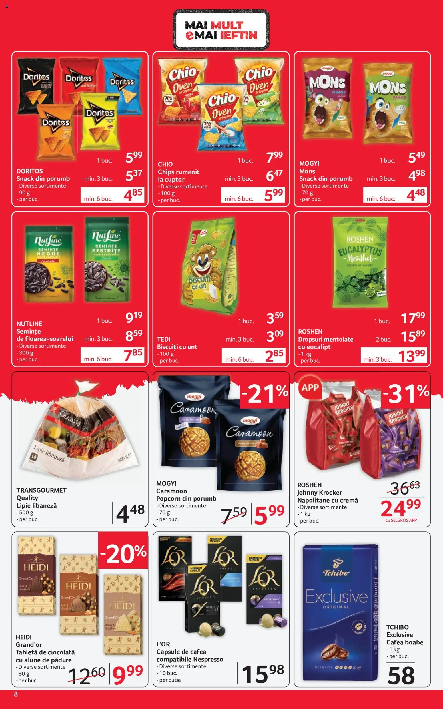 Catalog Selgros 24 Iulie - 5 August 2026 | Pagina 8 | Produse: Napolitane, Alune, Cremă, Biscuiți