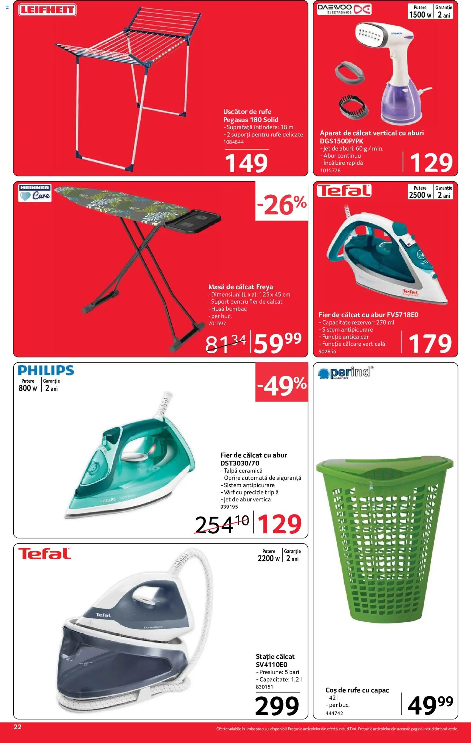 Catalog Selgros 24 Iulie - 5 August 2026 | Pagina 22 | Produse: Enginar, Aparat de călcat, Fier de călcat, Uscător